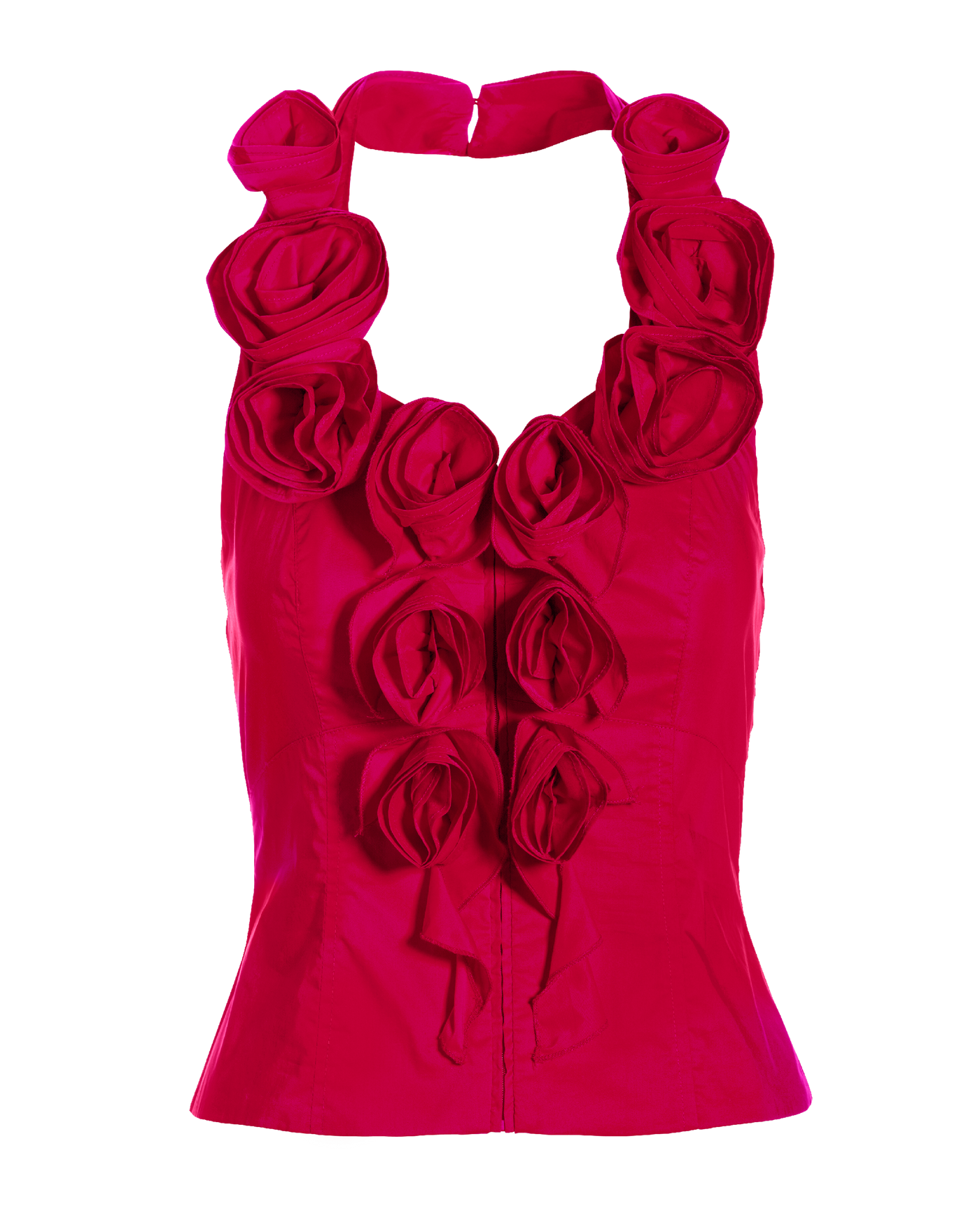 Rosette Poplin Halter Top - True Red | Boston Proper