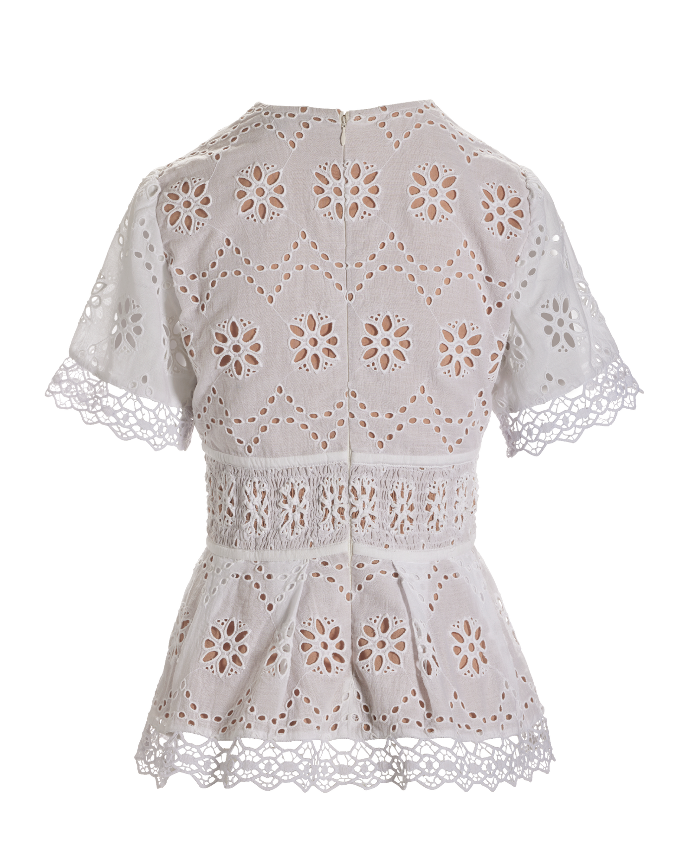 Exploded Eyelet Peplum Blouse White | Boston Proper