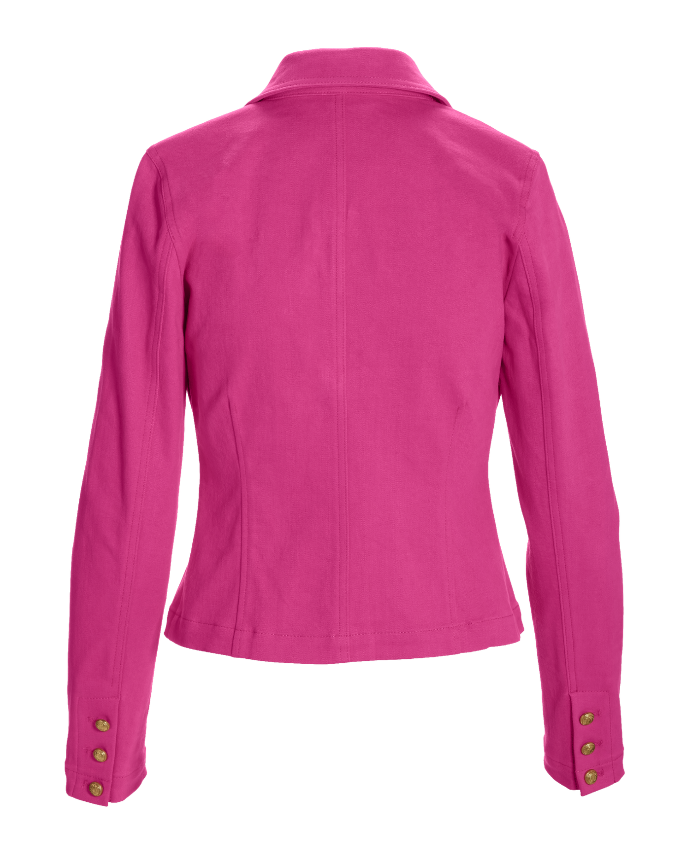 Modern Length Crest Button Luxe Denim Jacket Raspberry Rose