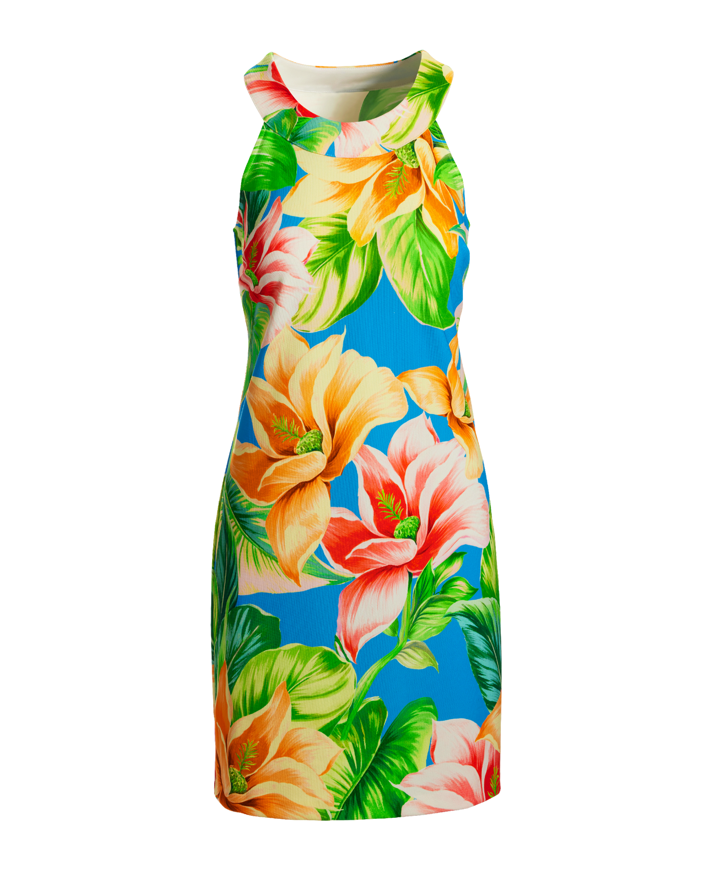 Beyond Travel Halter Print Short Dress Blue Multi