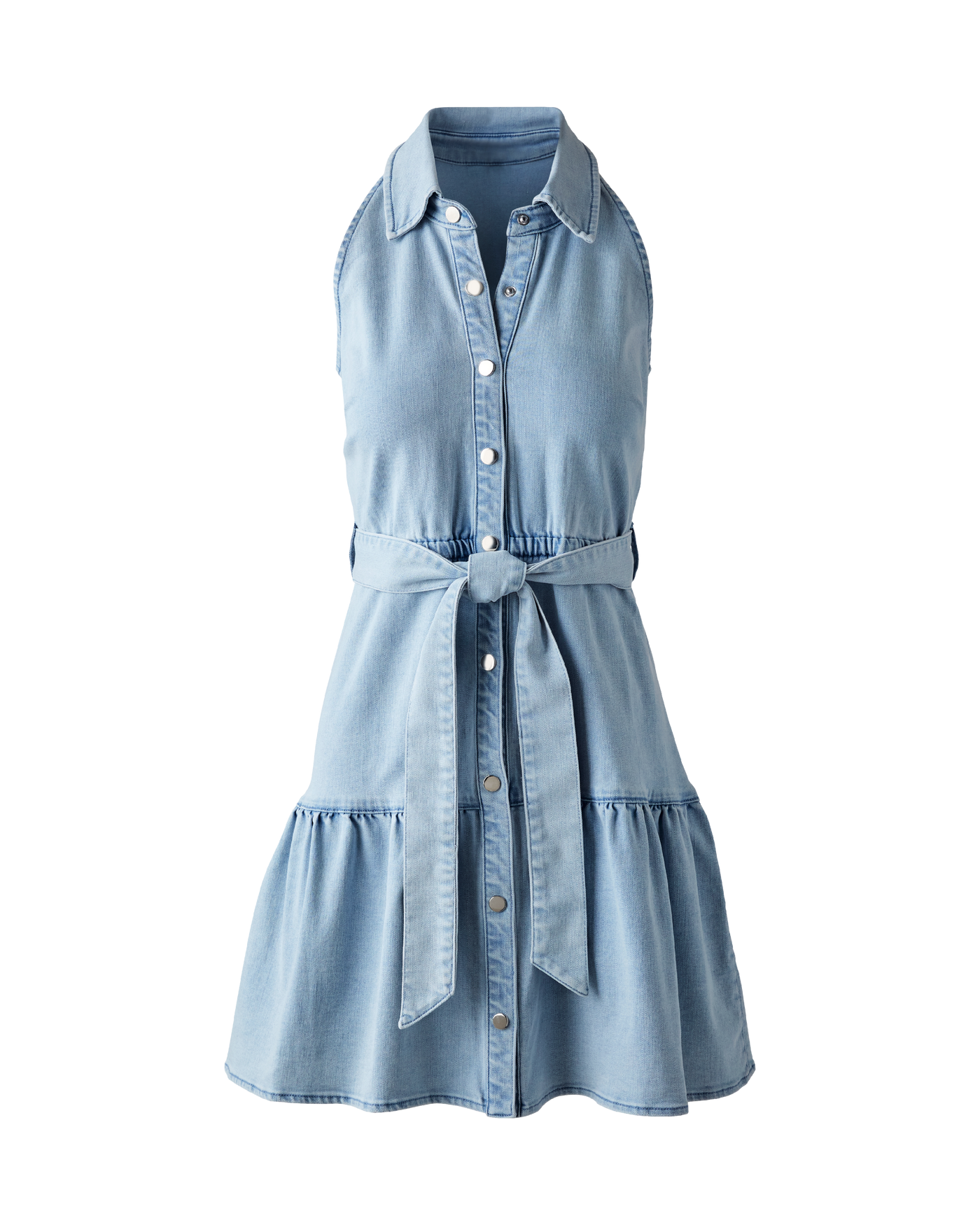 boston proper denim dress Tie Waist Denim Dress - Medium Wash