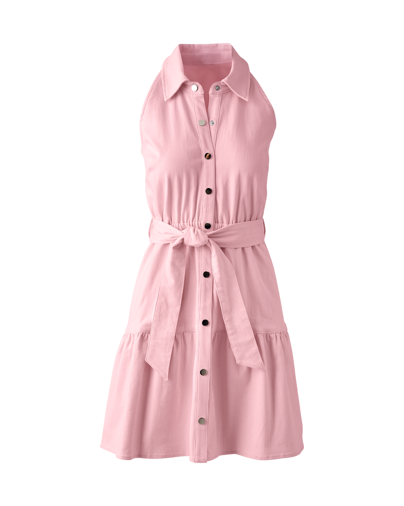 pink denim shirt dress Pleated denim shirt dress in pink - Ganni
