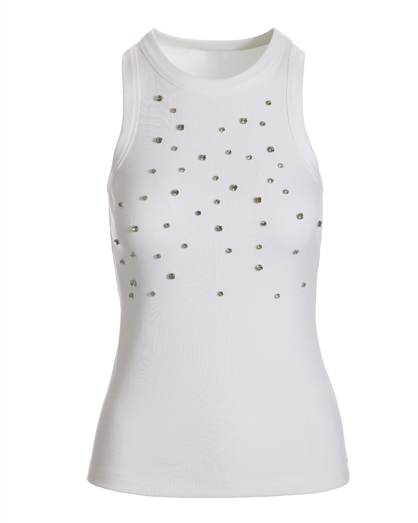 Rhinestone Embellished Rib Tank - Pure White | Boston Proper