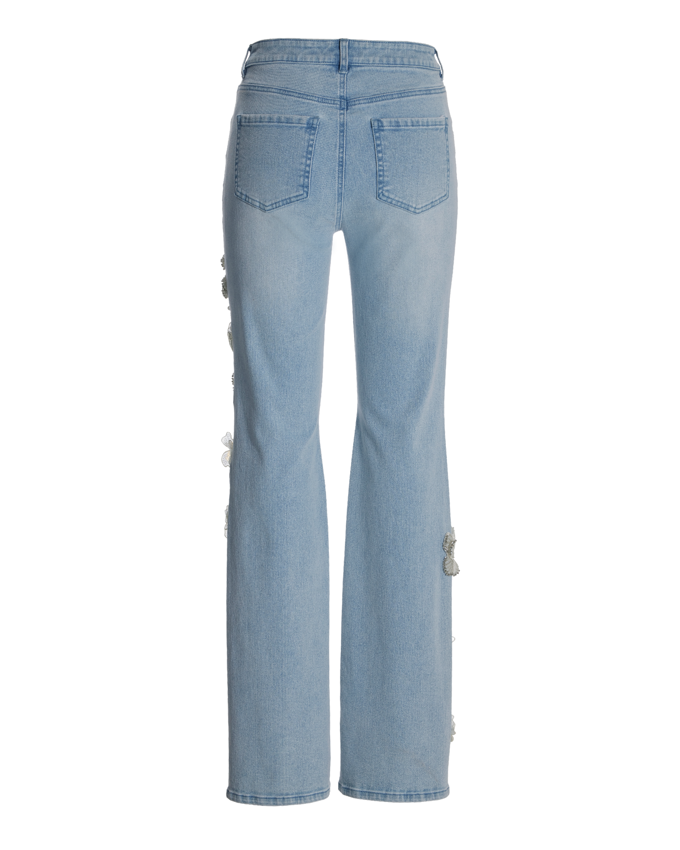 Monterey 3D Floral Pearl Embellished Jean Light Wash