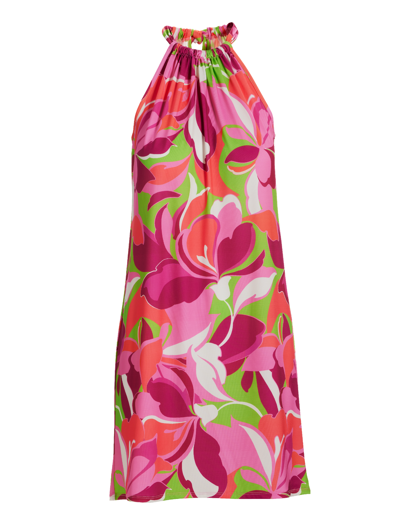Tropical Abstract Print Halter Shift Dress Tropical Abstract