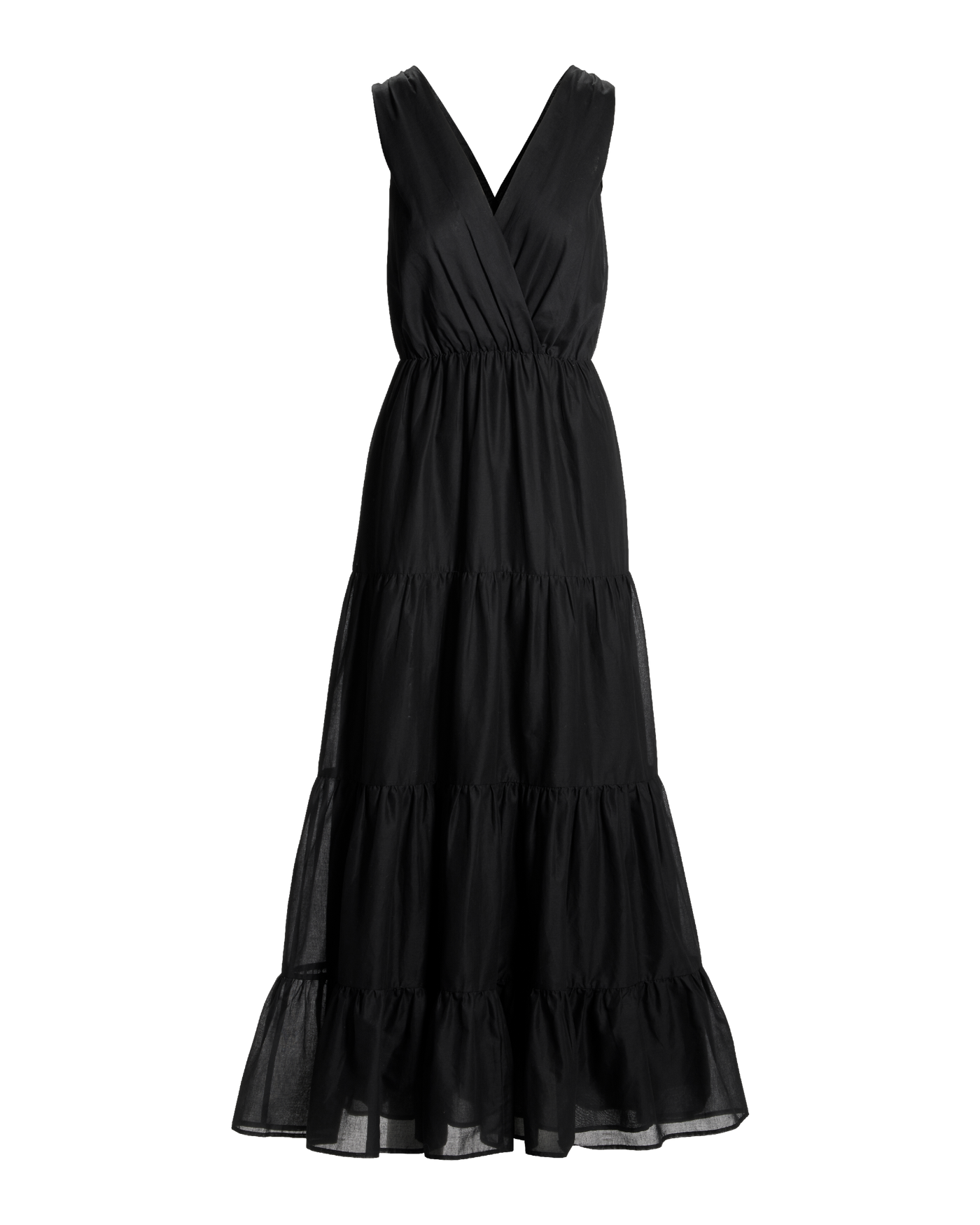 Surplice Tiered Cotton Maxi Dress Sky Blue