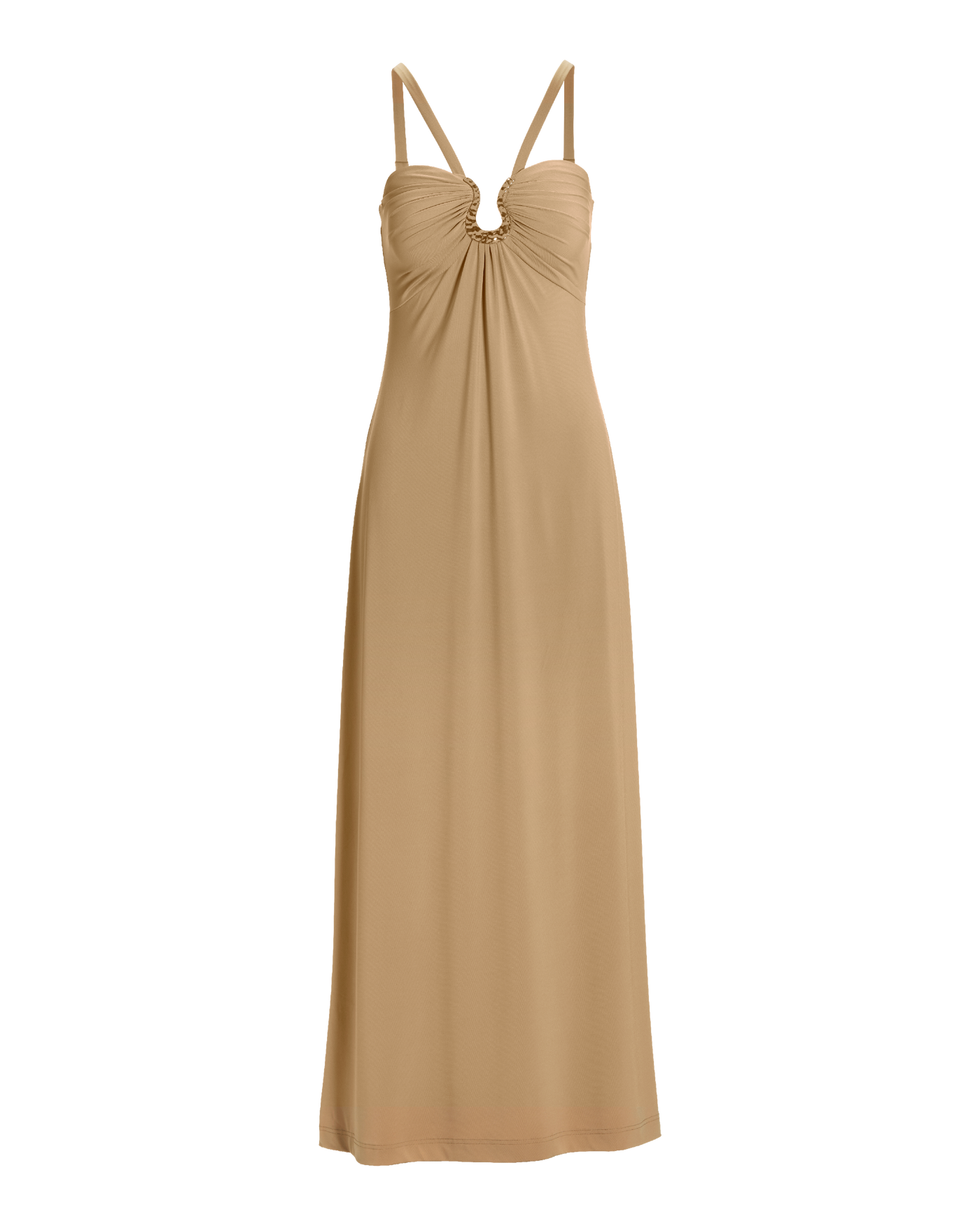 Hammered Hardware Detail Knit Maxi Dress Sesame