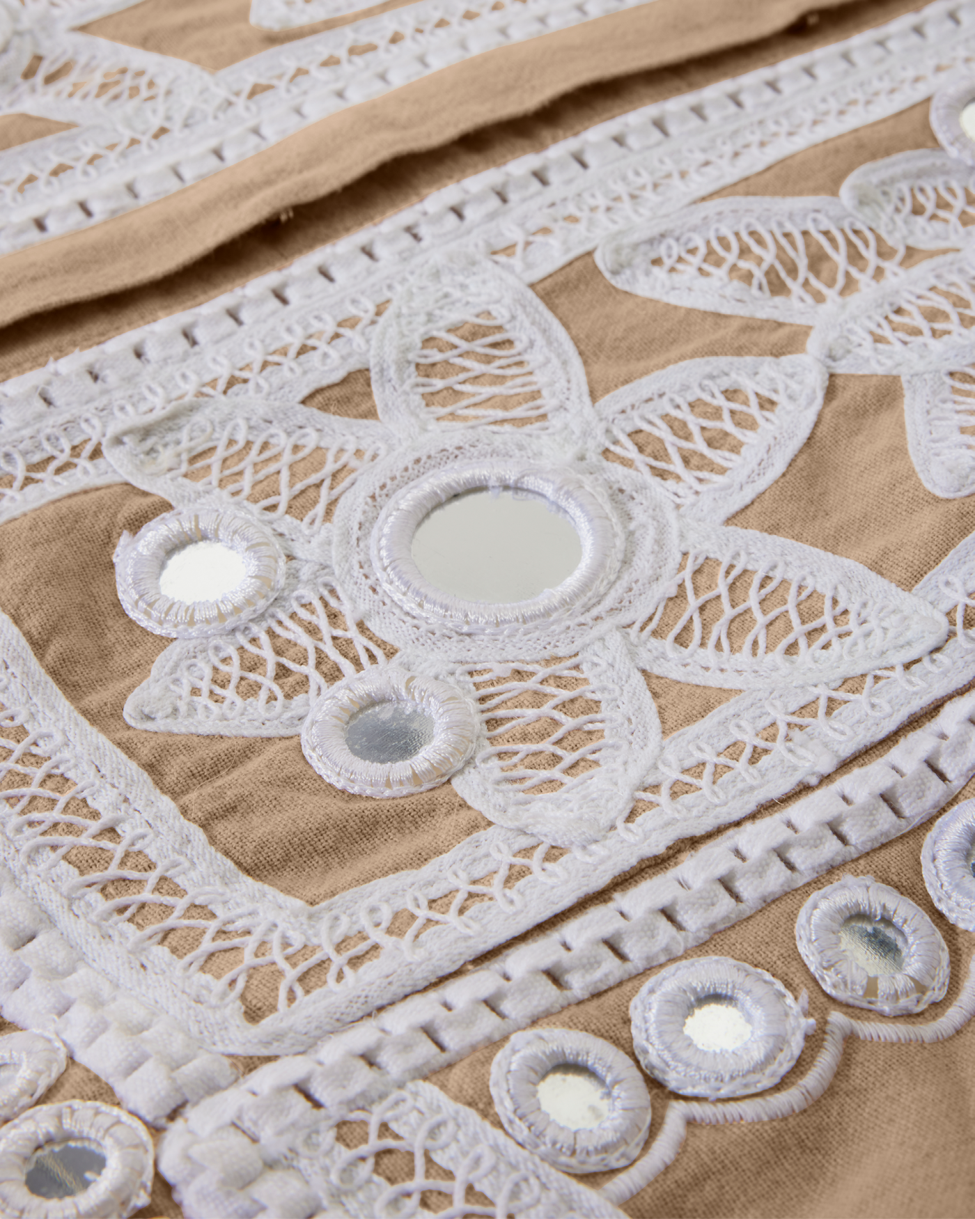 Mirror Embellished and Embroidered Linen Jacket - Sesame | Boston Proper
