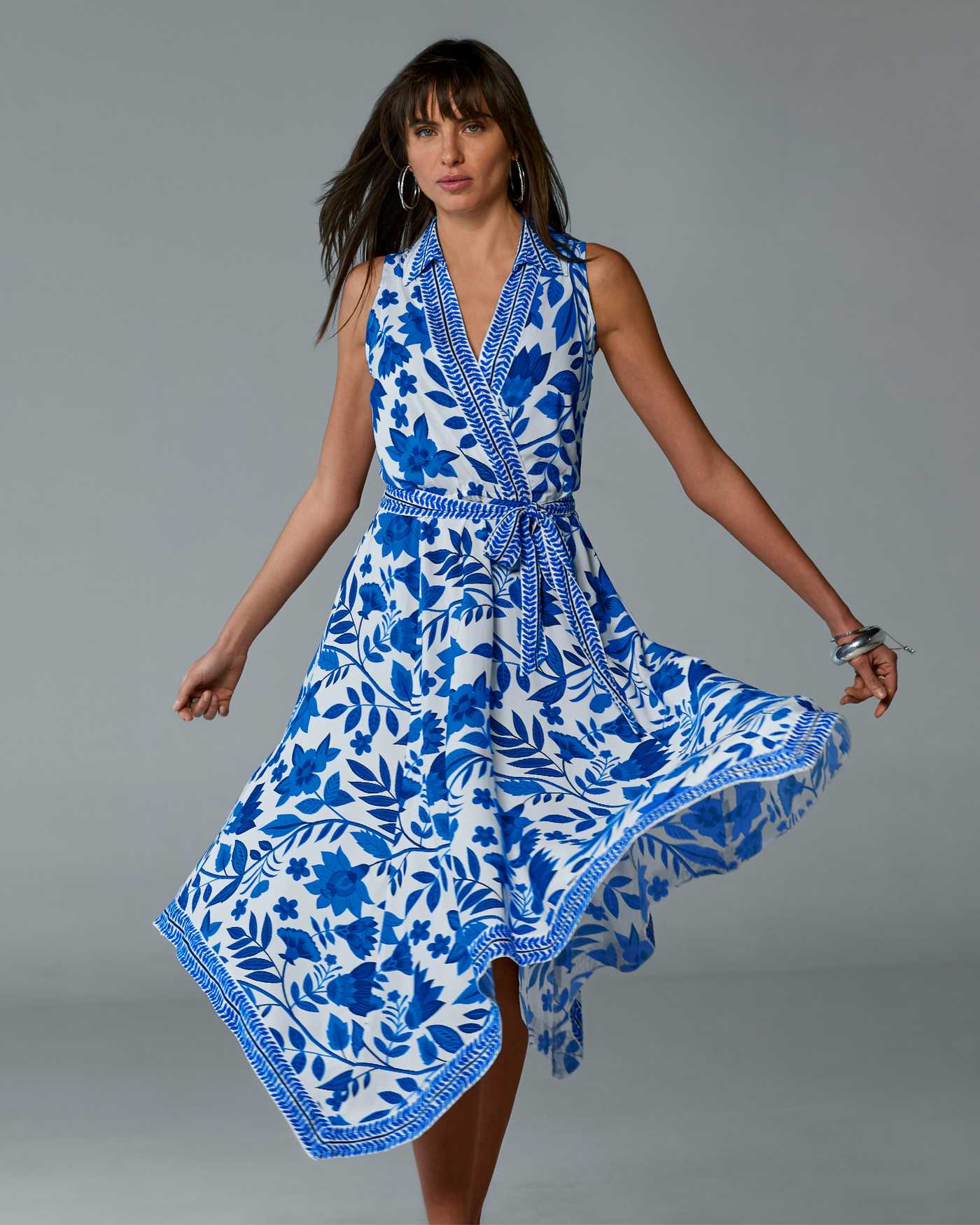 Positano Fleurs Print Surplice Midi Dress- Positano Fleurs | Boston Proper