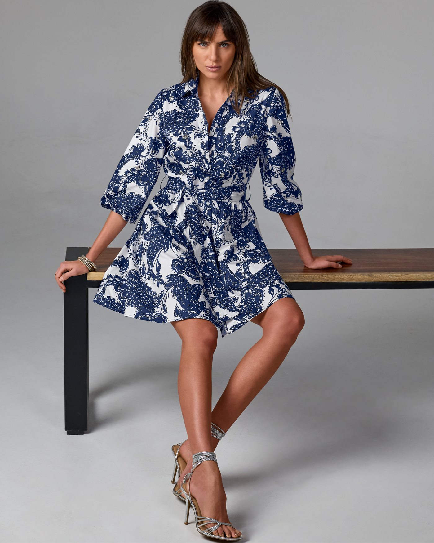 Crystal Embellished Tropical Breeze Print A Line Dress Tropical Breeze