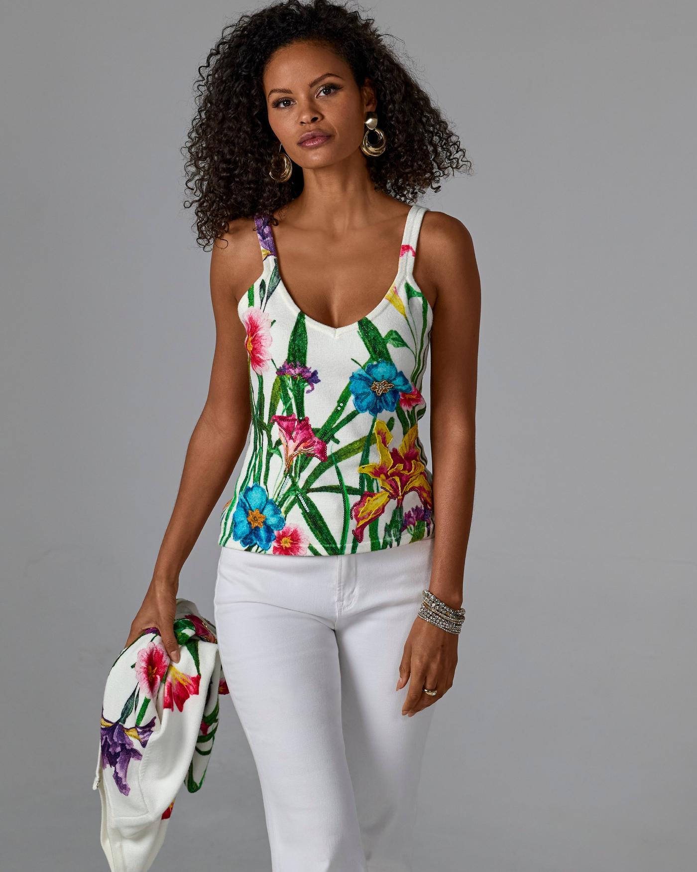 Printed Embellished Sweater Tank - Iris Of My Eye | Boston Proper