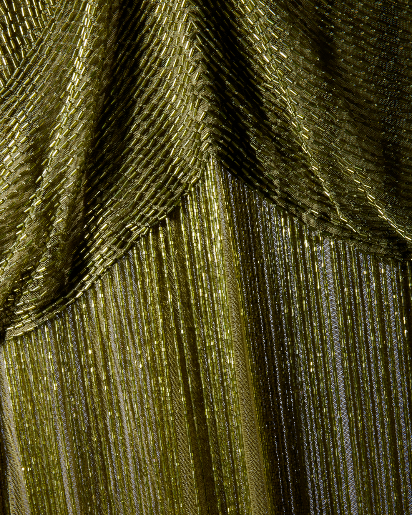 All Over Beaded Fringe Maxi Dress Olive