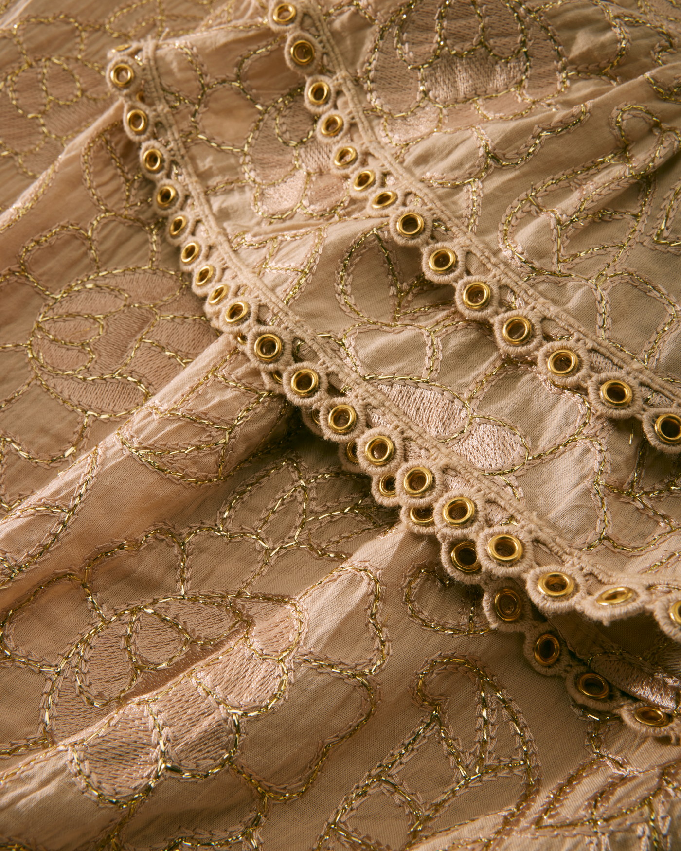 Metallic Woven Off The Shoulder Shift Dress Tan Gold
