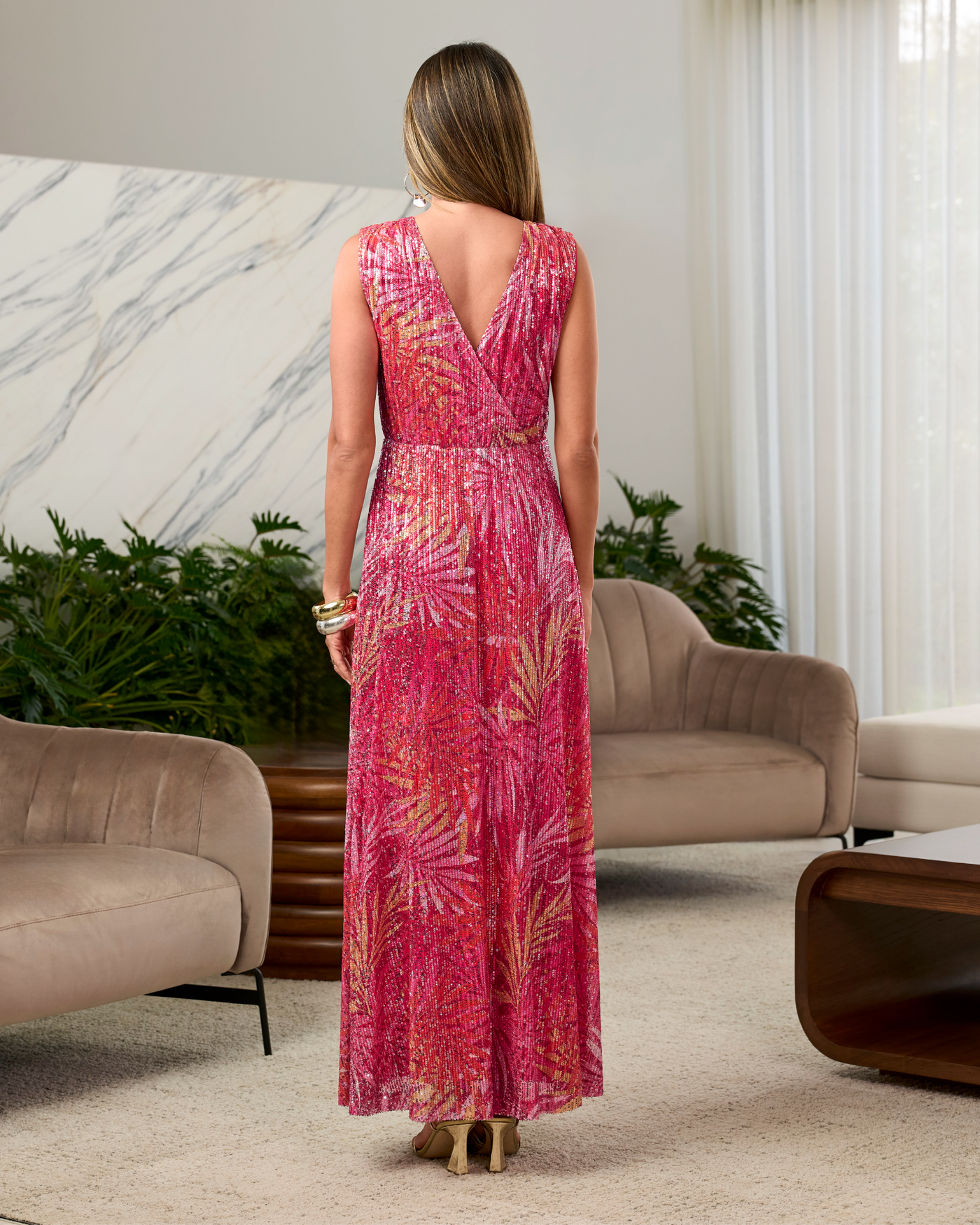 Summer Soiree All Over Sequin Sleeveless Maxi Dress Summer Soiree