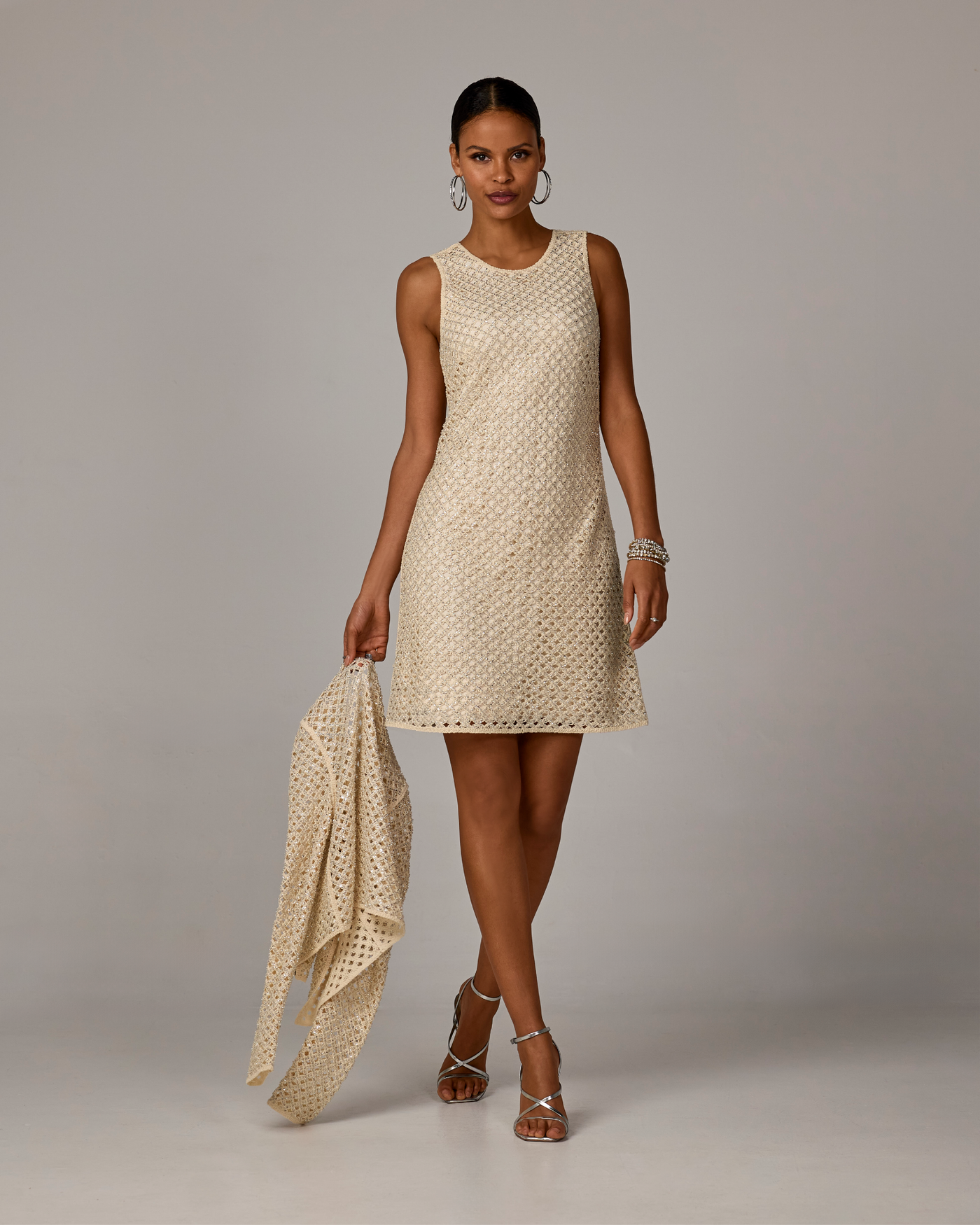 neutral crochet dress Neutral Crochet Cover-Up Dress