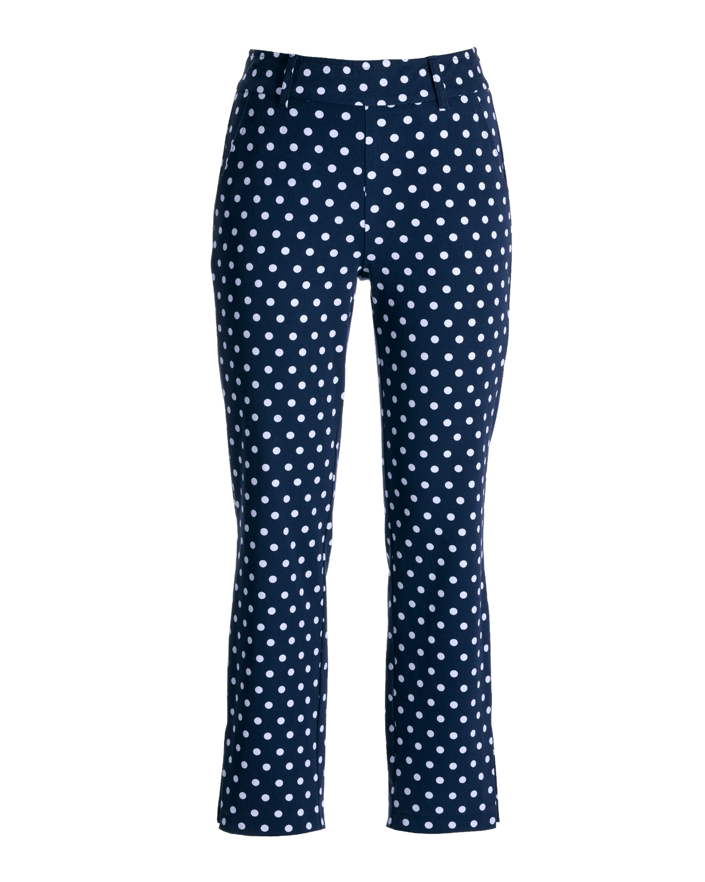 Newport Twill Polka Dot Print Pull On Cropped Pant Navy/White