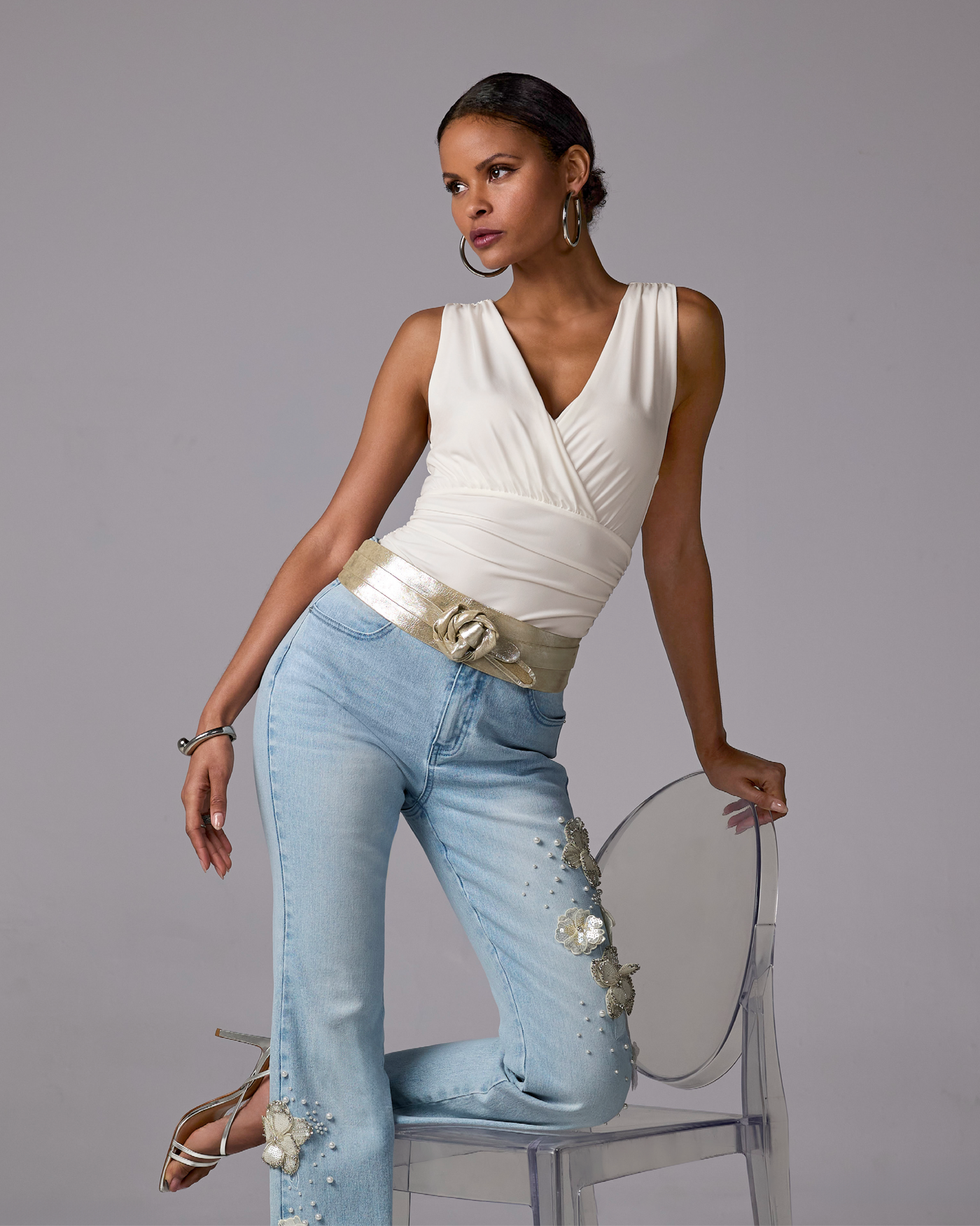 Metallic Chic Wrap Belt - Silver | Boston Proper display picture 1