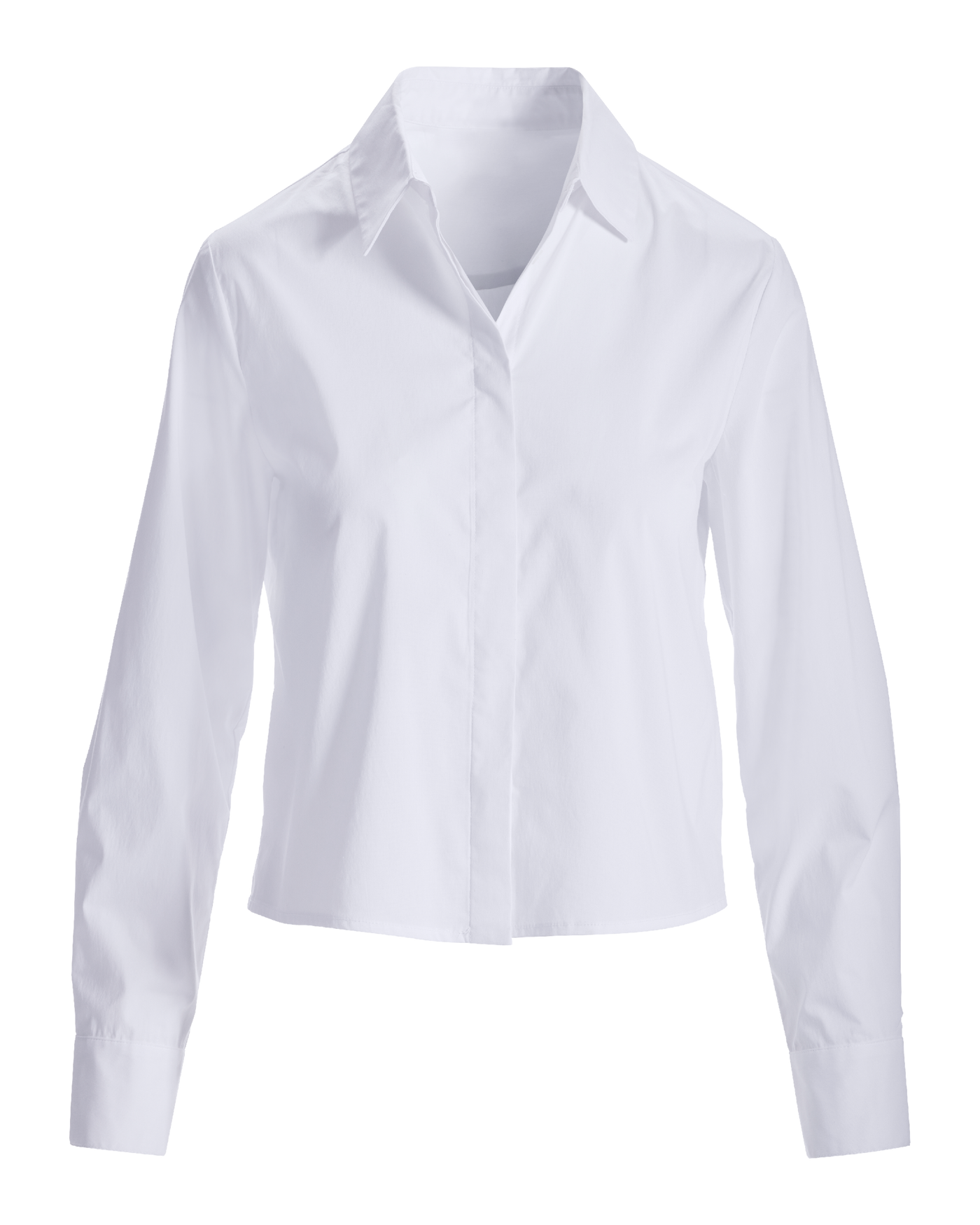 Cropped Poplin Button Up Shirt White