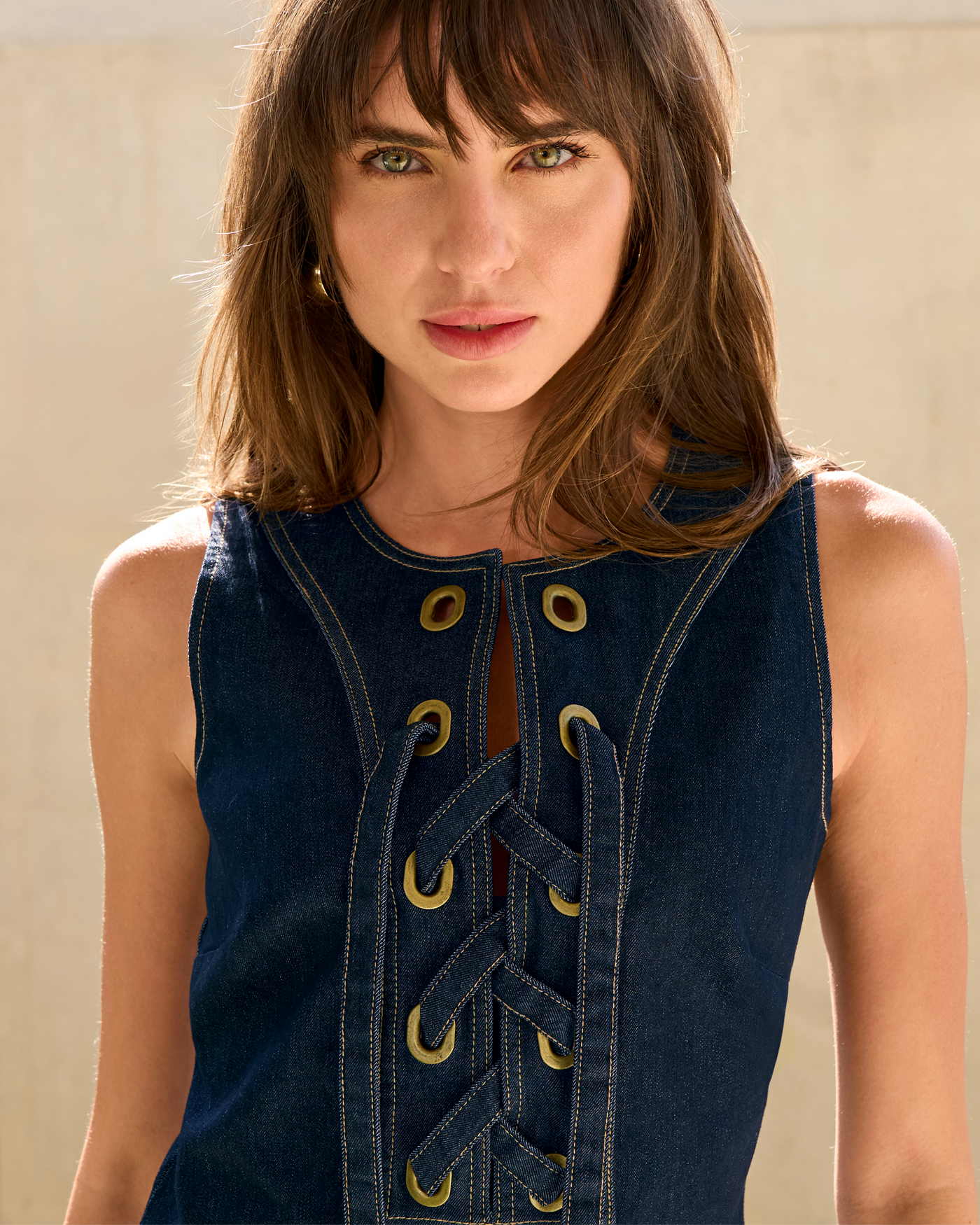 lace up denim dress Stella Back Lace-up Denim Mini Dress Medium main image 0