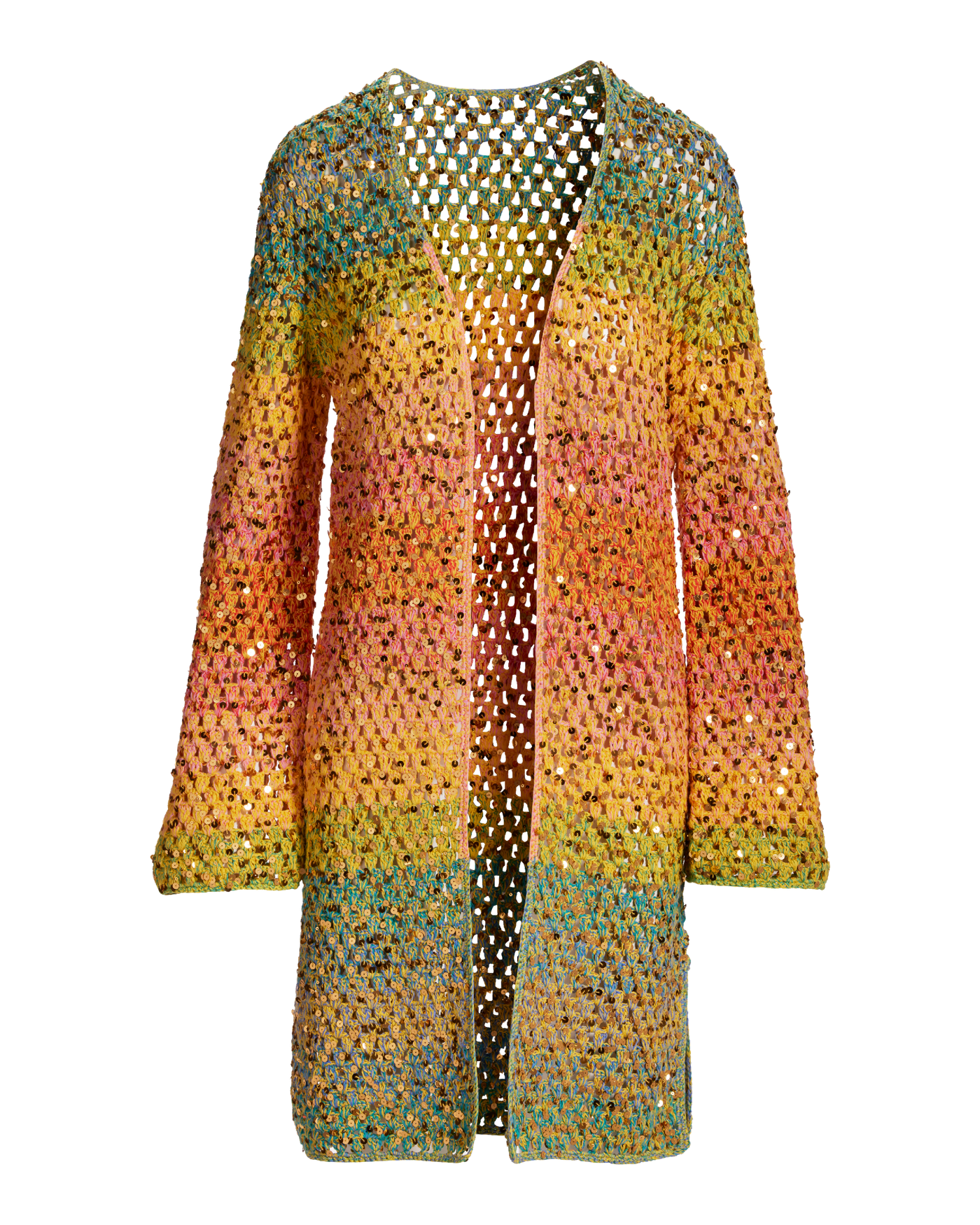 Crochet Sequin Sweater Duster Multi