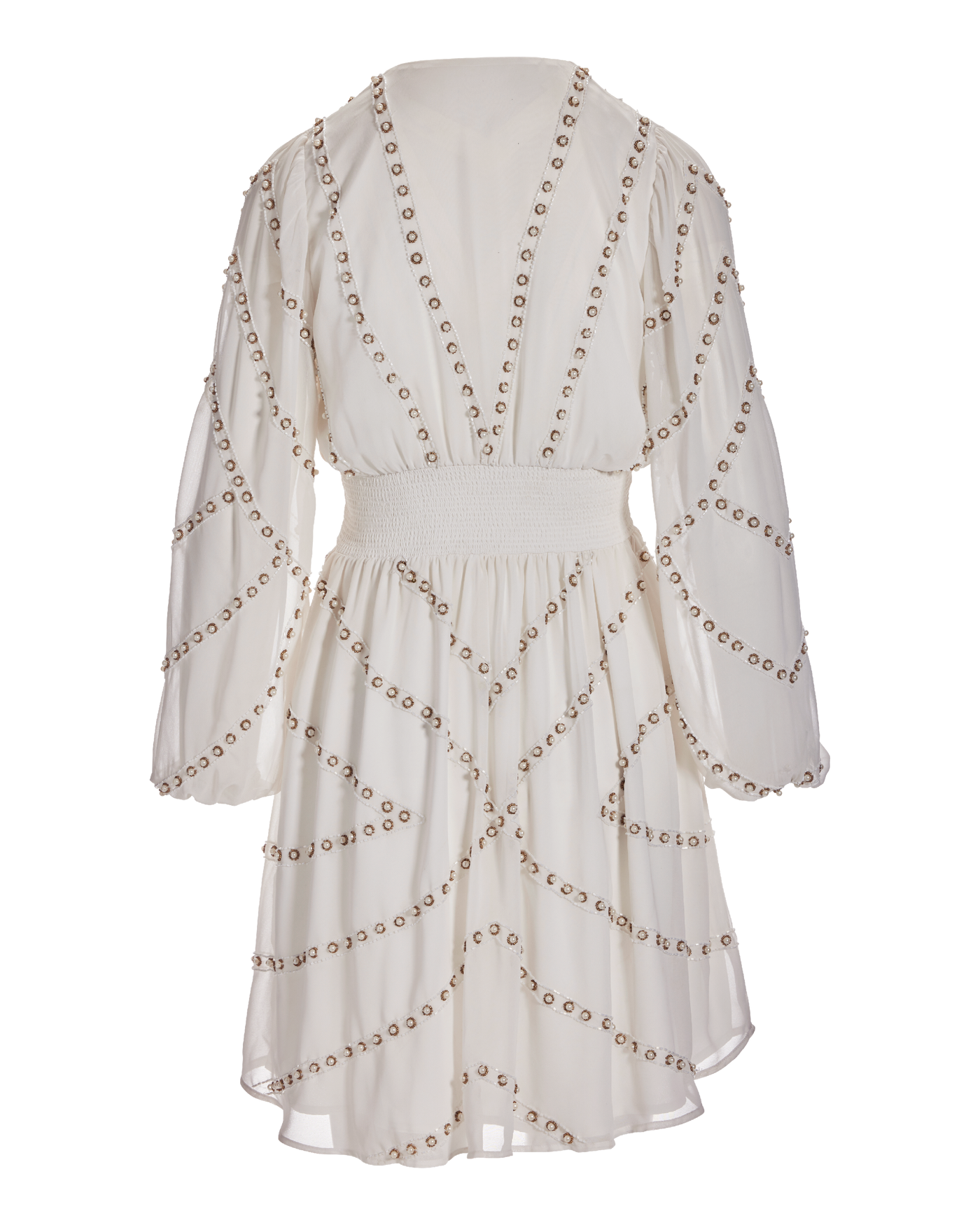 Pearl Detail Boho A Line Dress Ivory