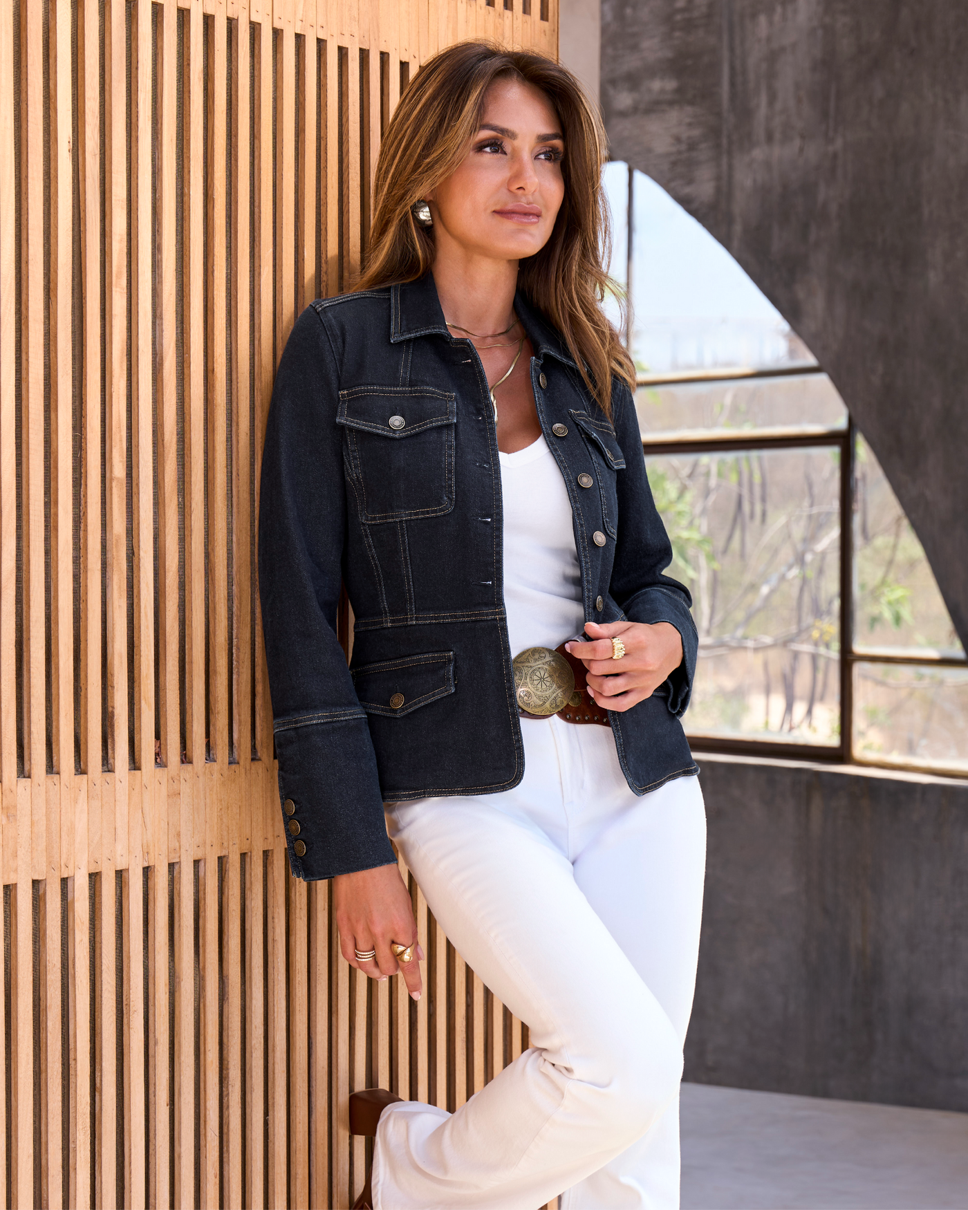 Patch Pocket Chic Denim Jacket Rinse