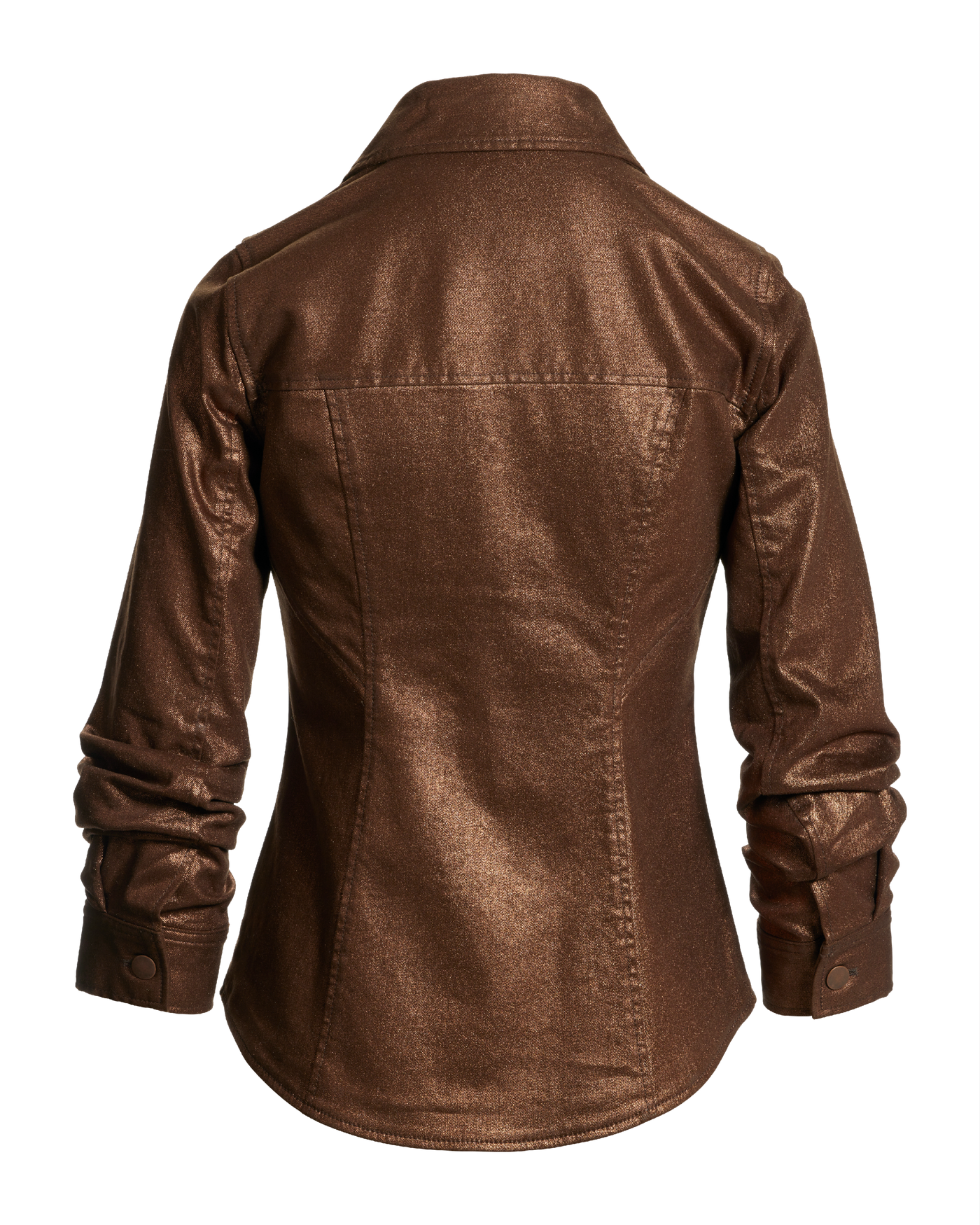 Coated Denim Ruched Sleeve Jacket Bronze