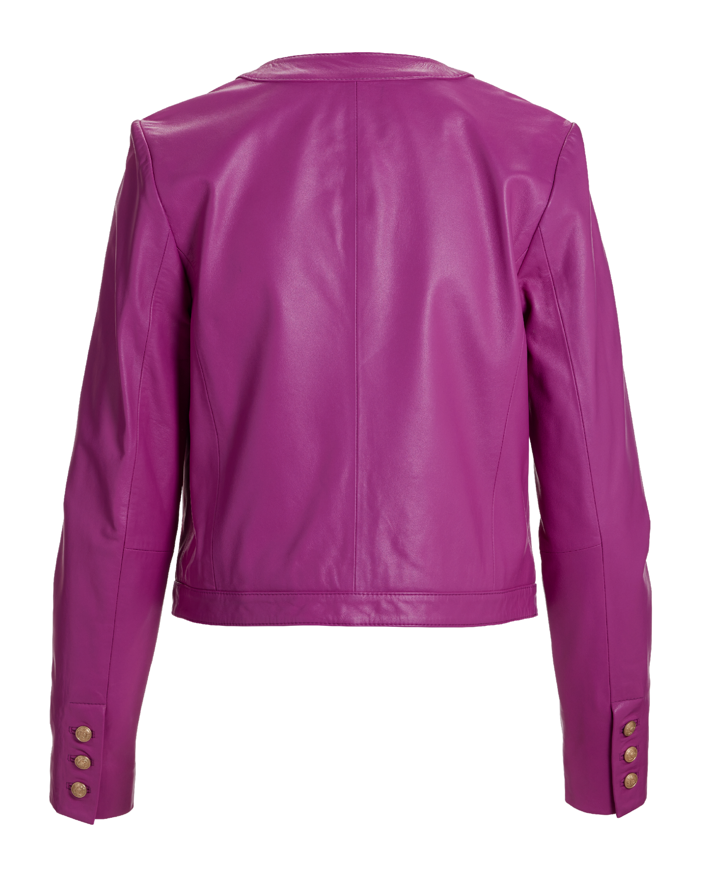 Genuine Leather Crest Button Jacket Fuchsia Pink