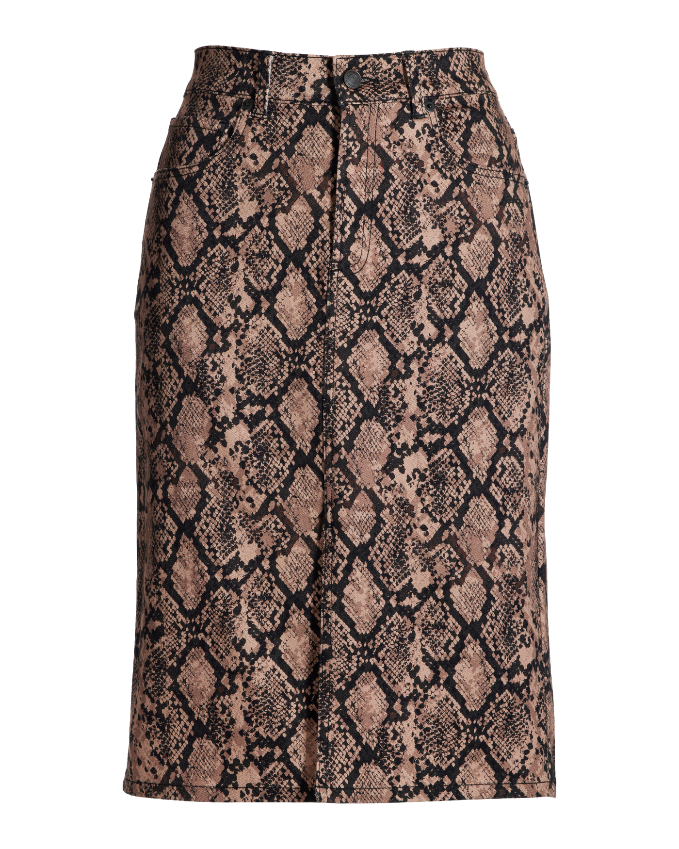 Print Denim Knee Length Skirt Denim Python