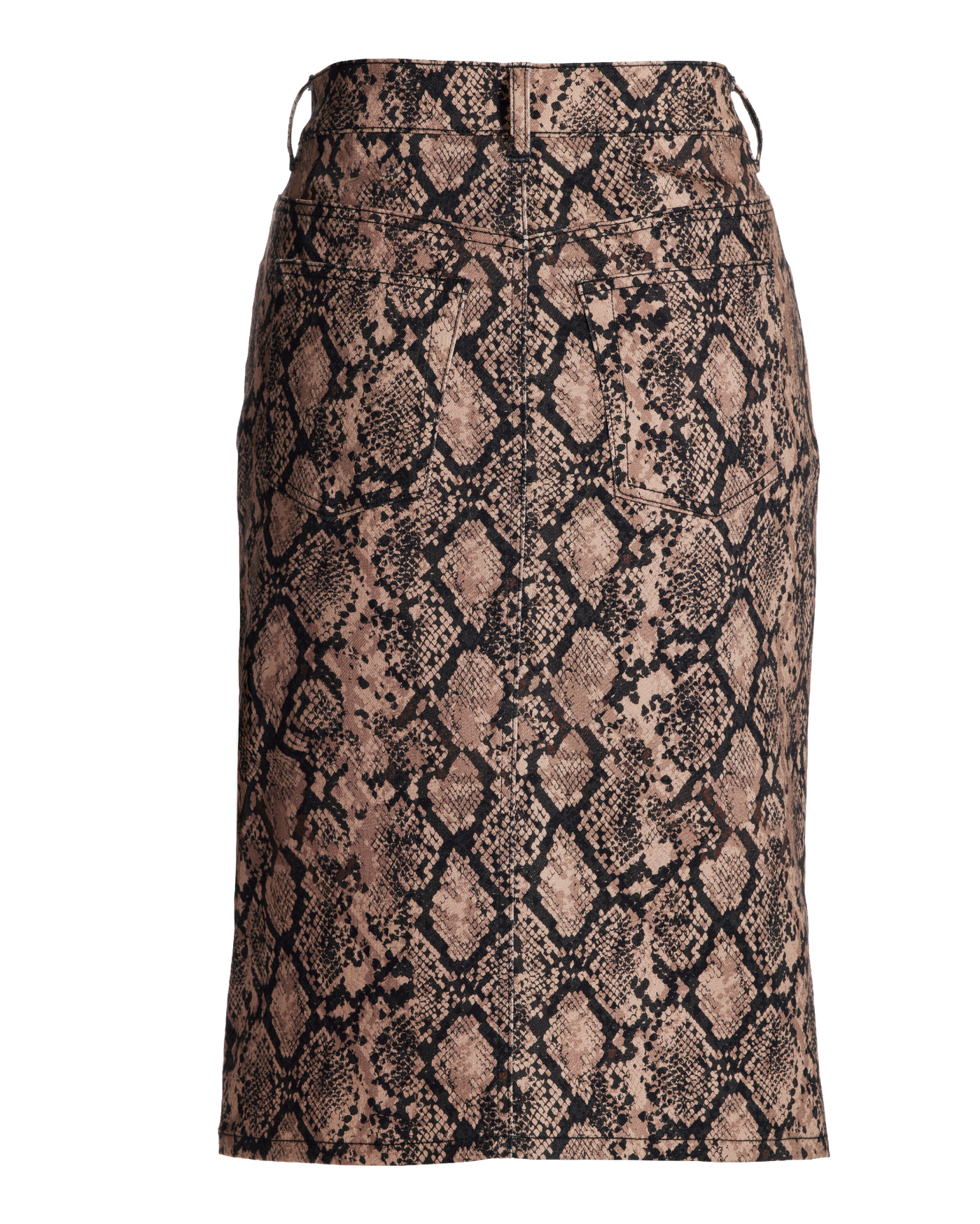 Print Denim Knee Length Skirt Denim Python