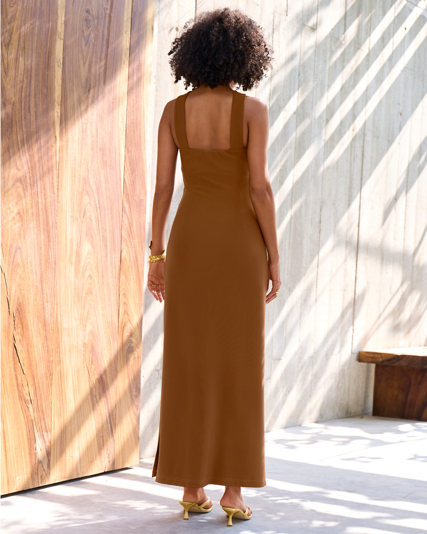 Beyond Travel Keyhole Maxi Dress Toffee