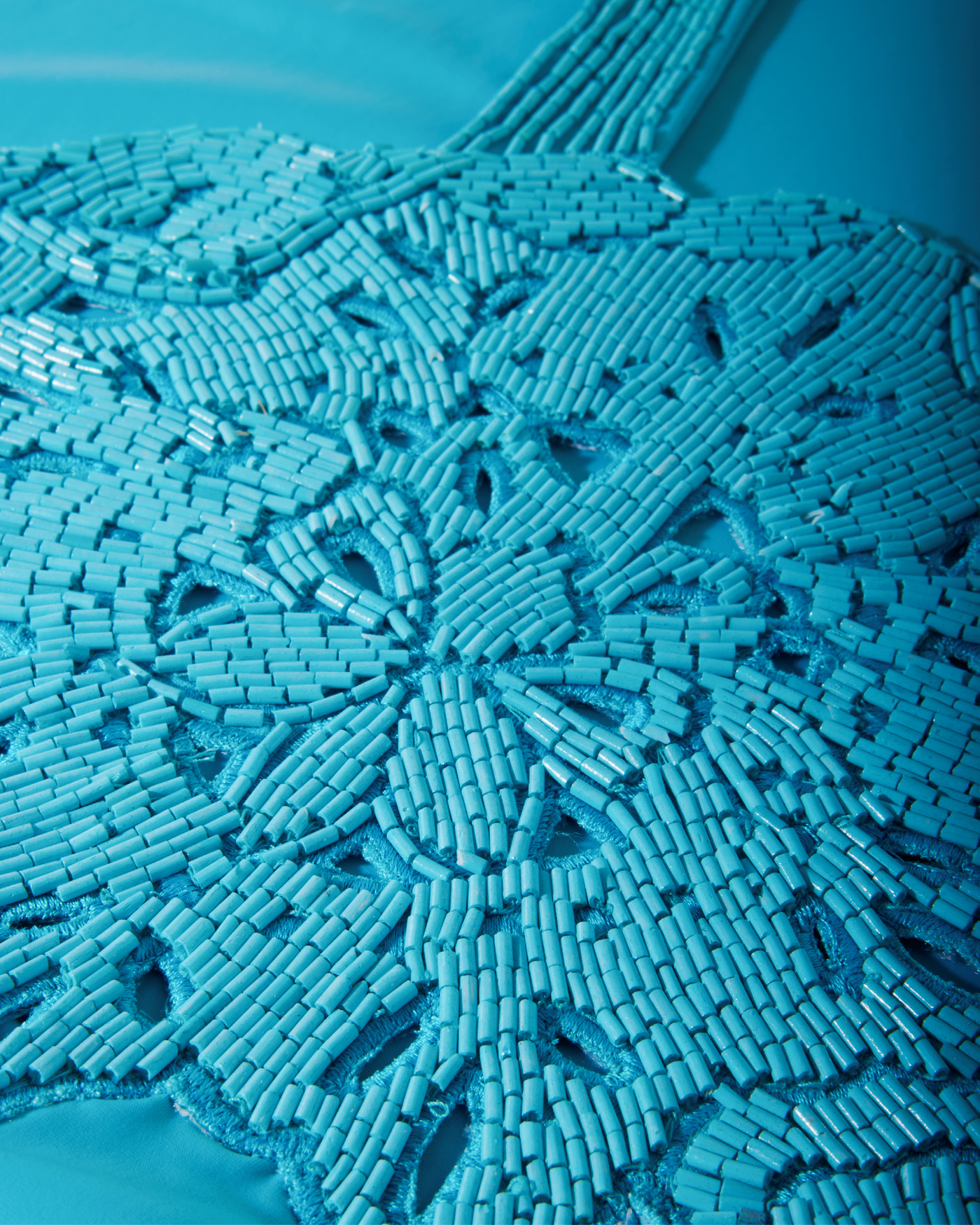 Beaded Halter Knit Top Blue Atoll