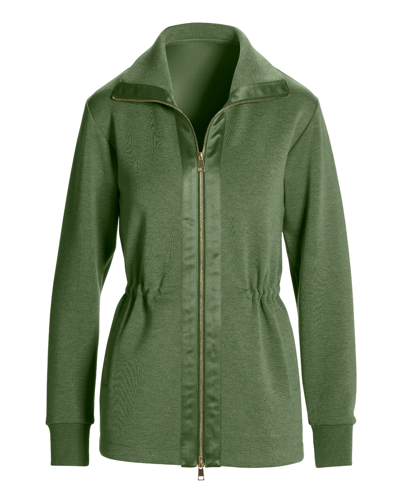 Luxe Lounge Zip Up Drawstring Sport Jacket - Olive Night | Boston 