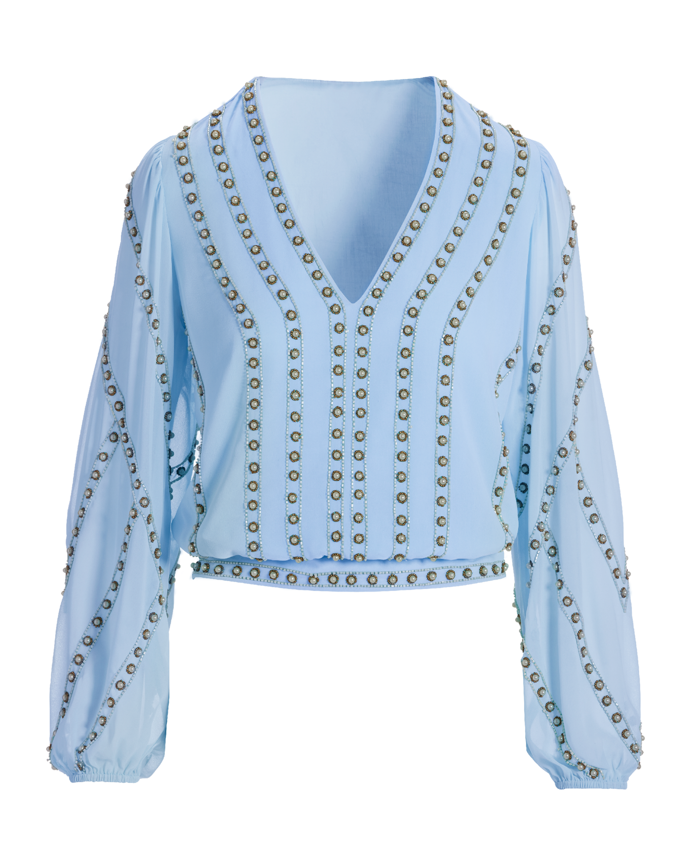 Pearl Grommet Detail Blouse Kentucky Blue