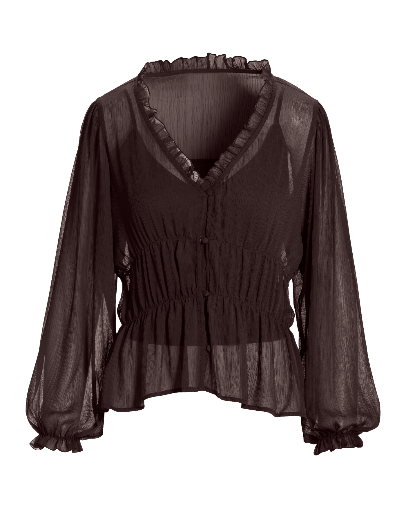 Easy Chic Balloon Sleeve Blouse Brown