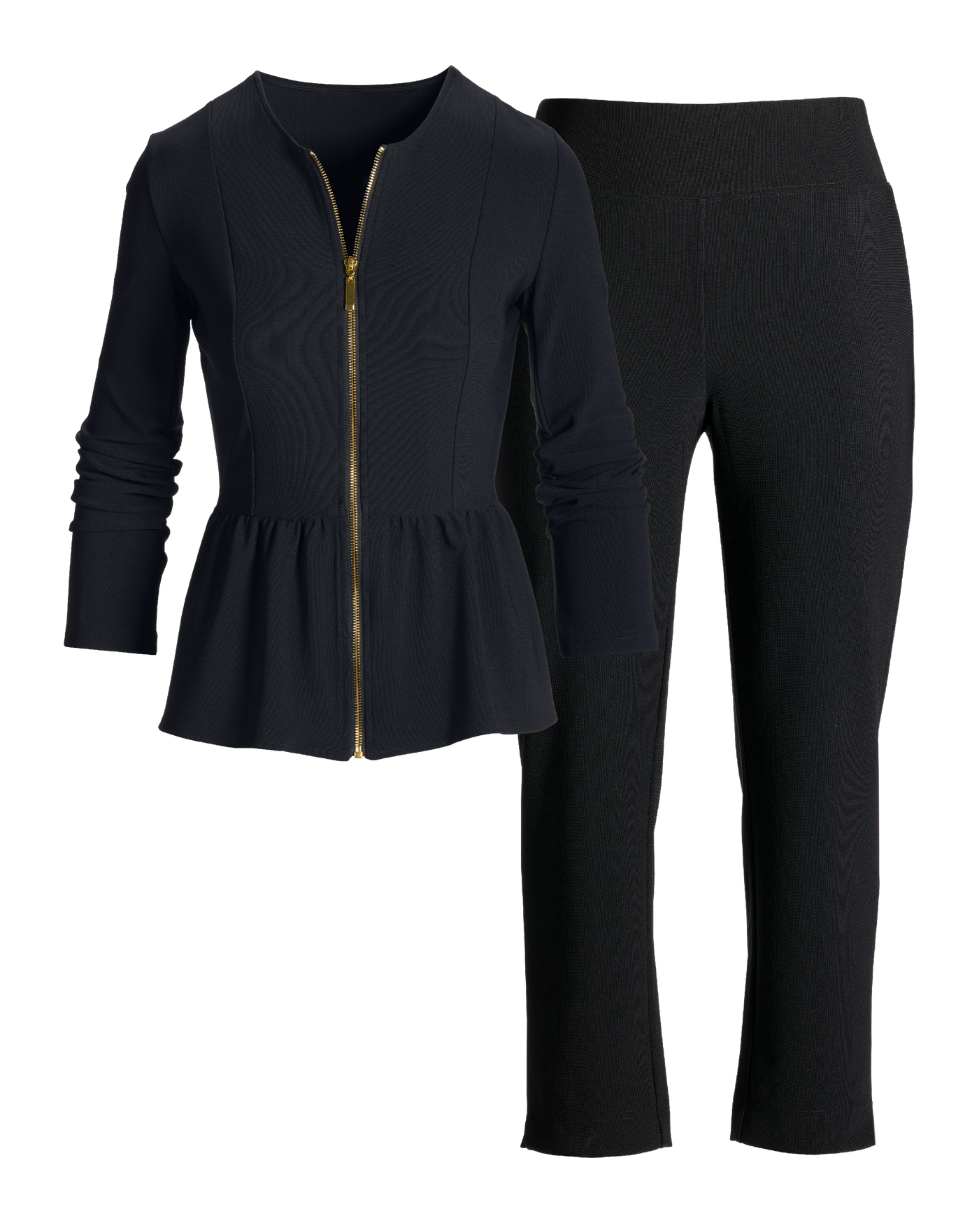 Beyond Travel Peplum Coordinates Jet Black