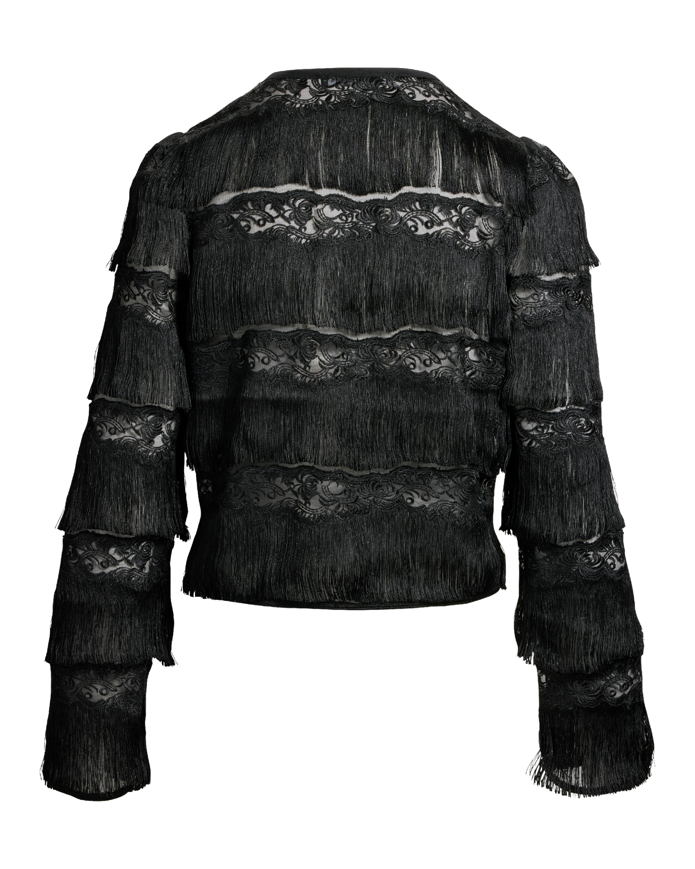 Delicate Lace Fringe Jacket - Black | Boston Proper