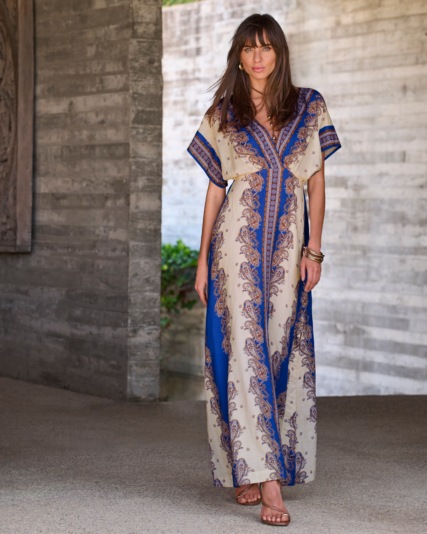 Paisley Border Print Effortless Boho Maxi Dress Forever Paisley