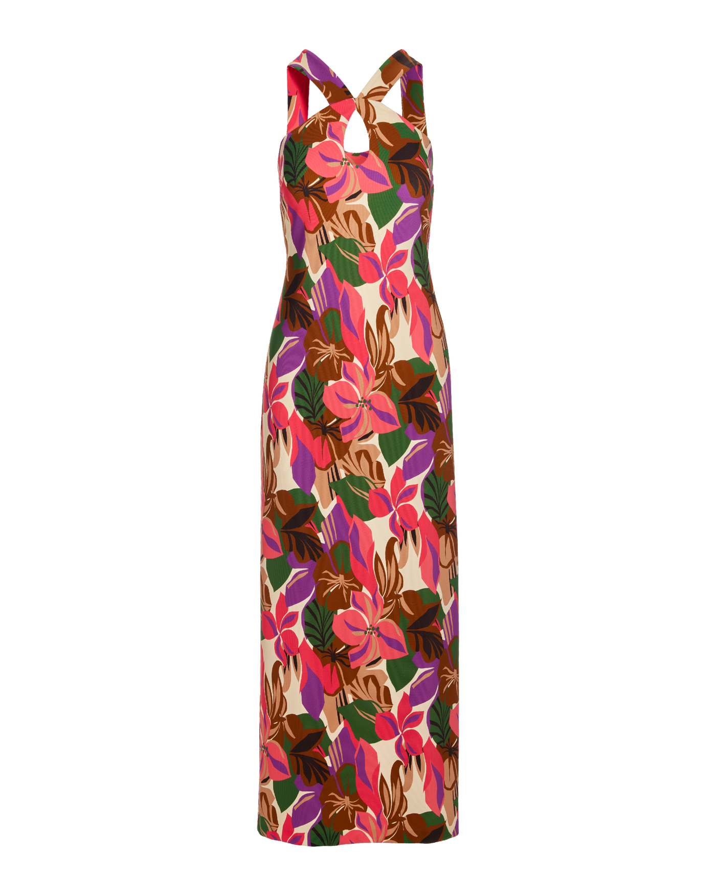 Beyond Travel Print Keyhole Maxi Dress Sheryl Safari