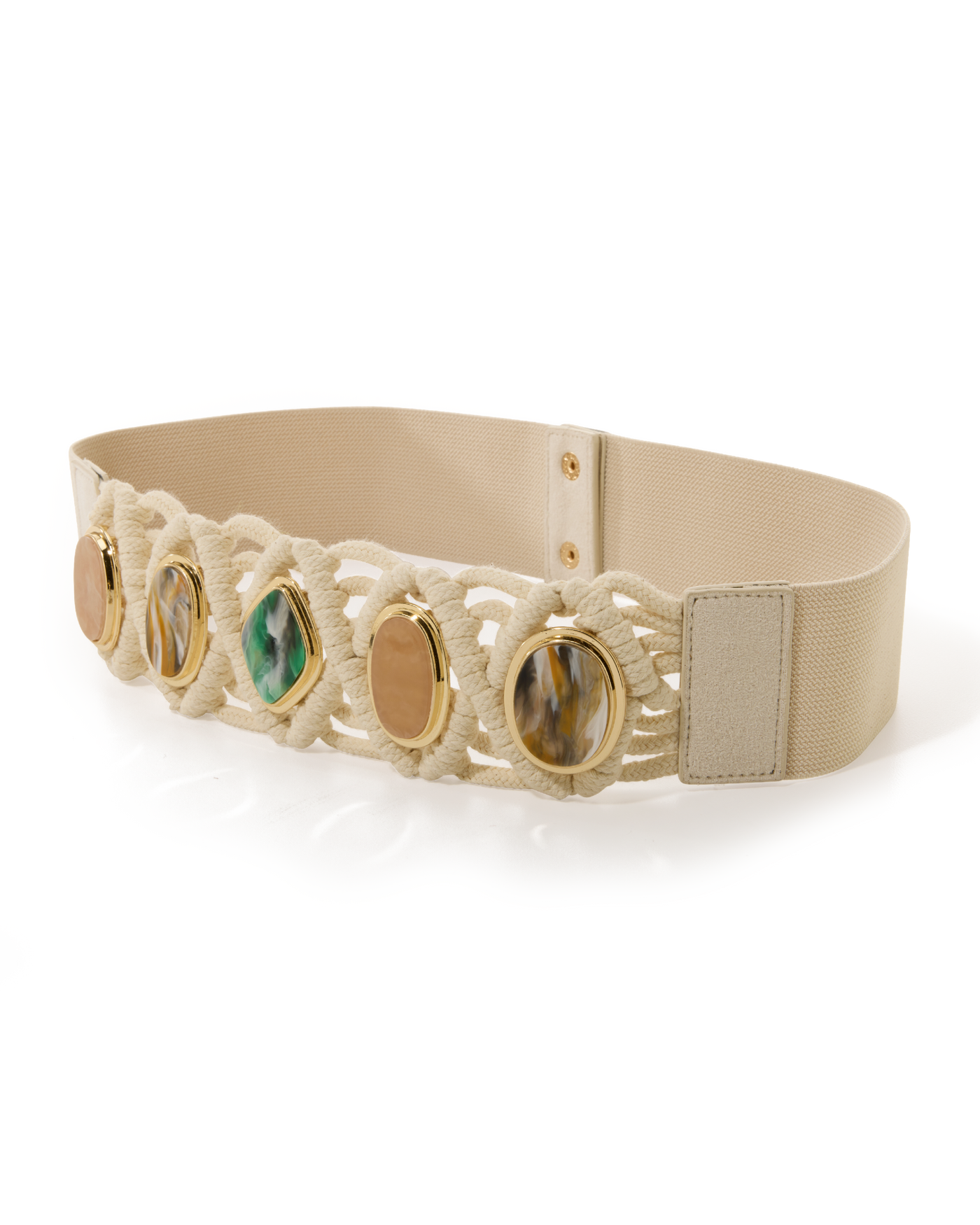 Unique Stone Woven Waist Belt - Off White | Boston Proper