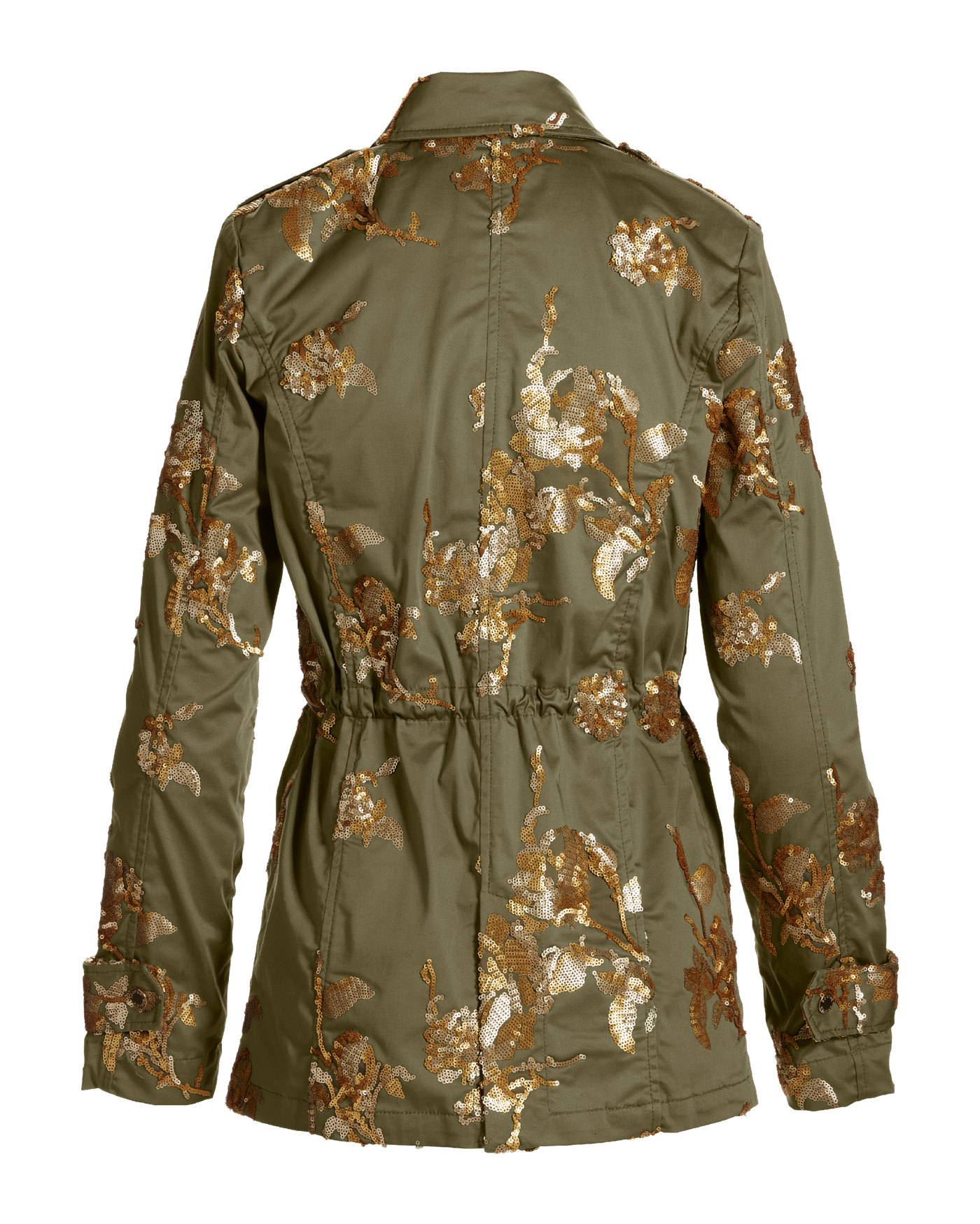 Floral Sequin Embellished Utility Jacket Olive Night