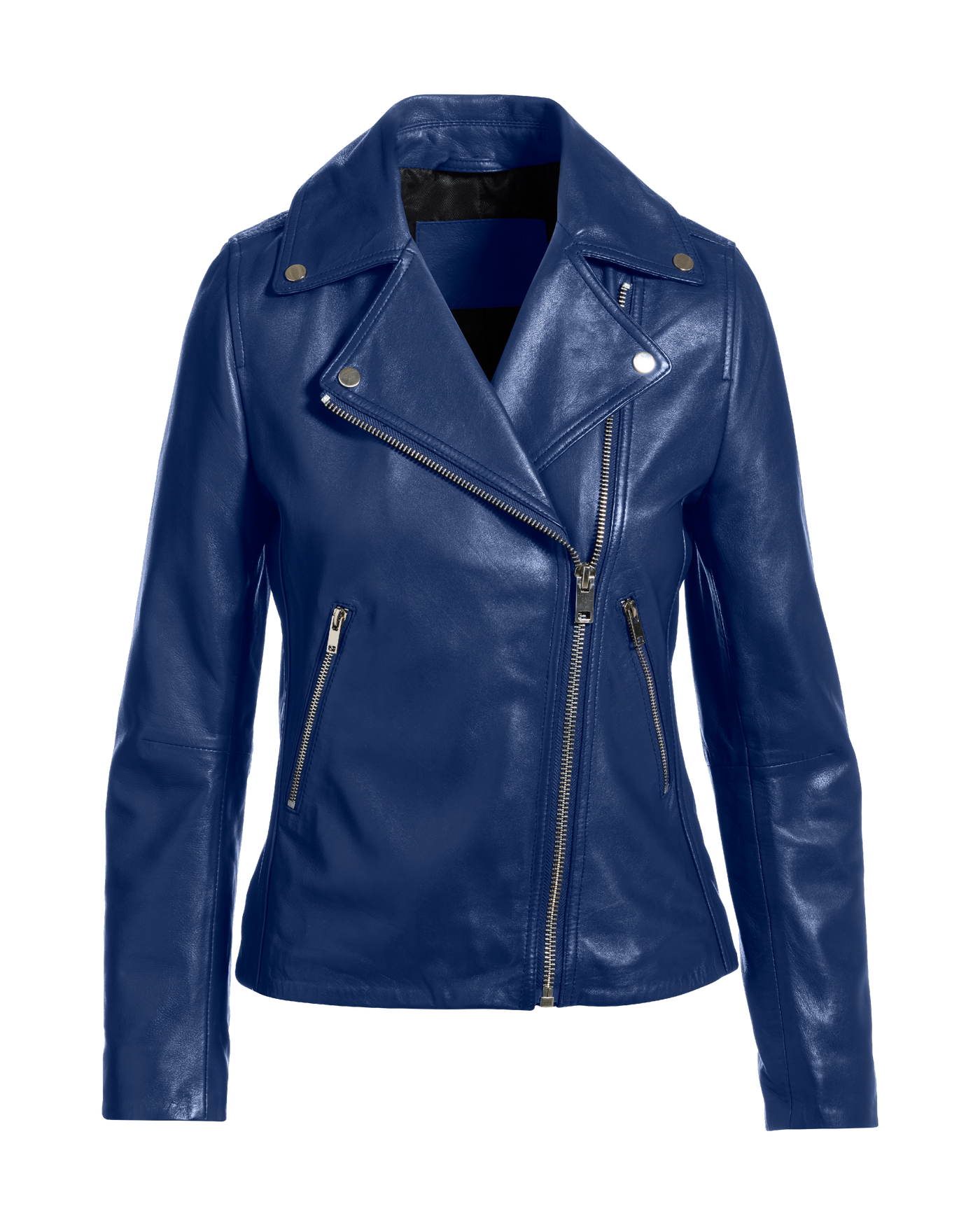 Genuine Leather Zip Detail Moto Jacket Bone