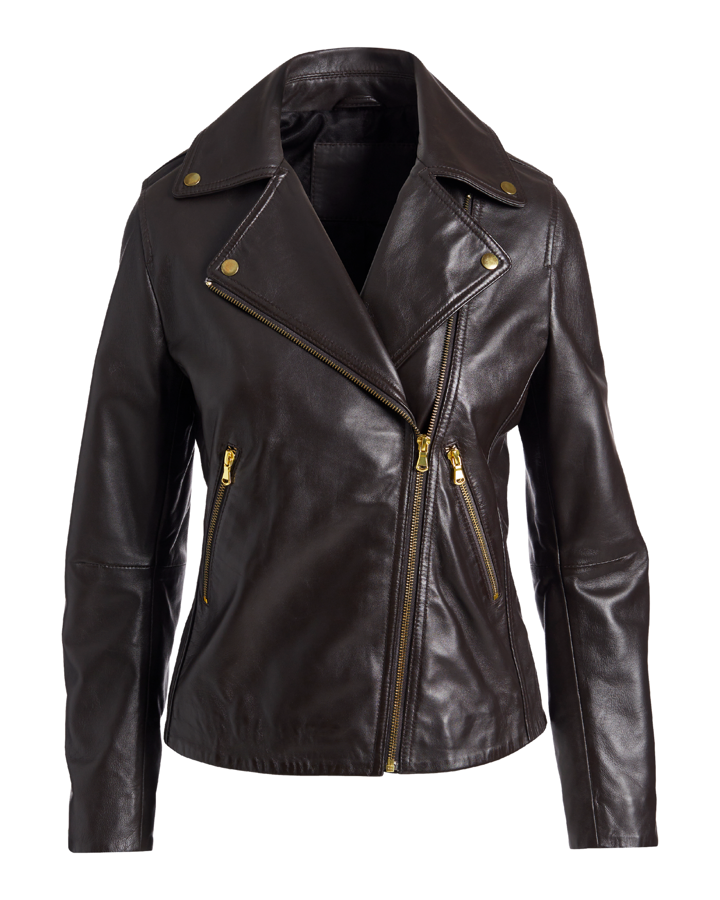 Genuine Leather Zip Detail Moto Jacket Safari Brown | Boston Proper