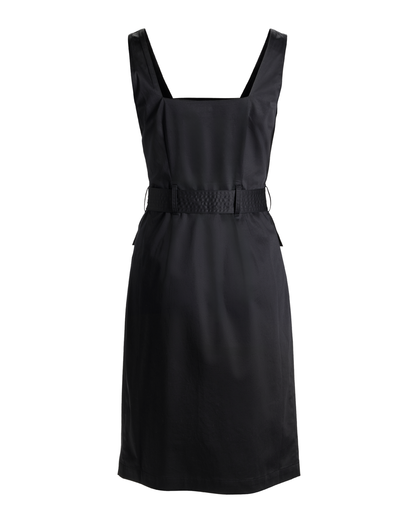 Crest Button Detail Belted Midi Sheath Dress - Black | Boston Proper