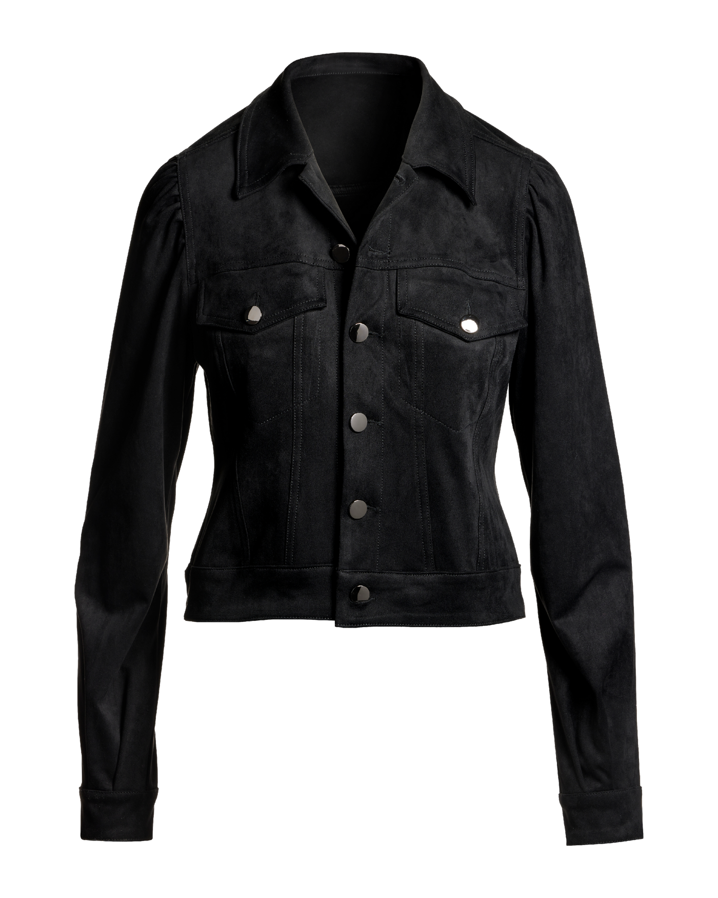 Fall Essential Faux Suede Puff Sleeve Jacket Black