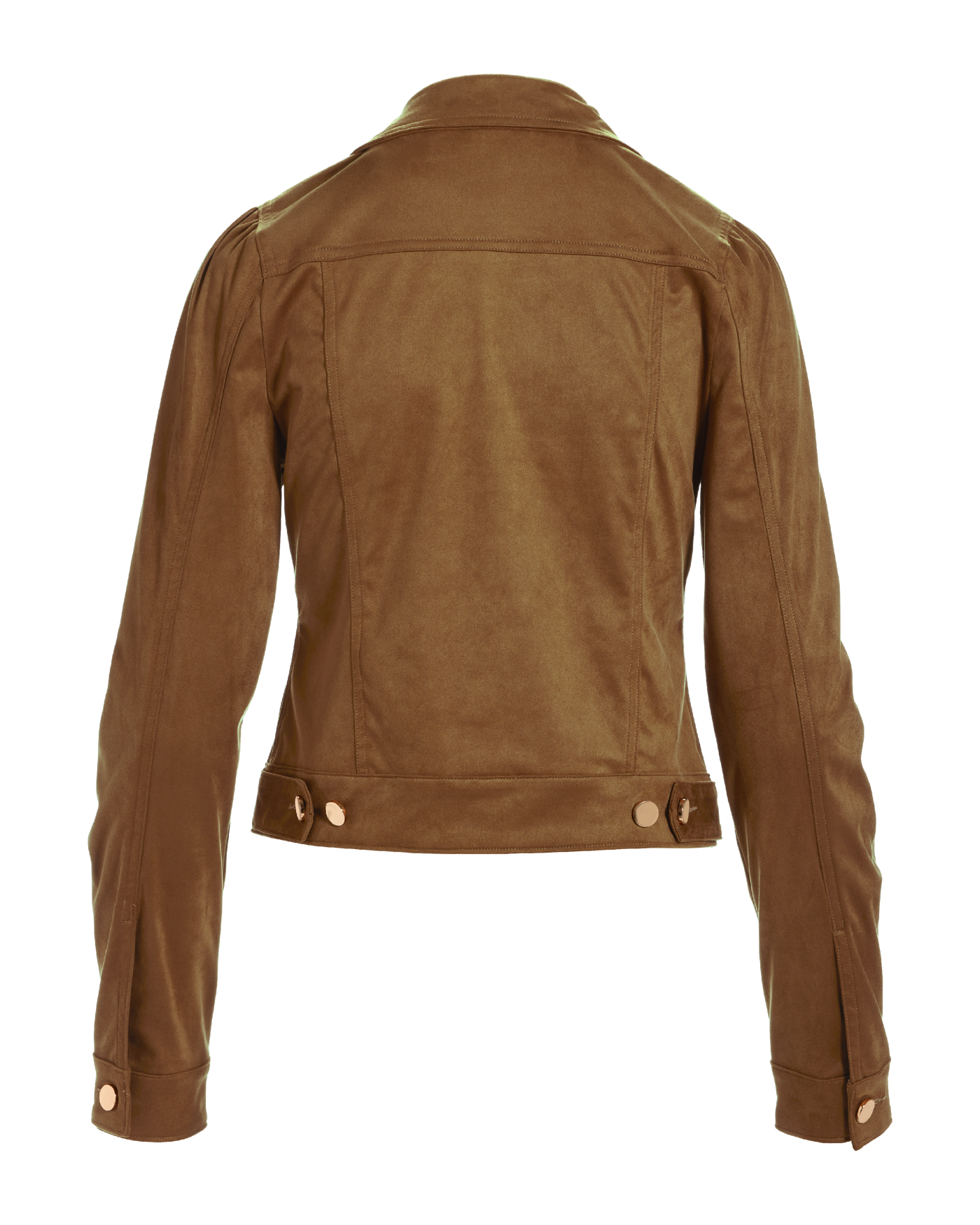 Fall Essential Faux Suede Puff Sleeve Jacket Cognac