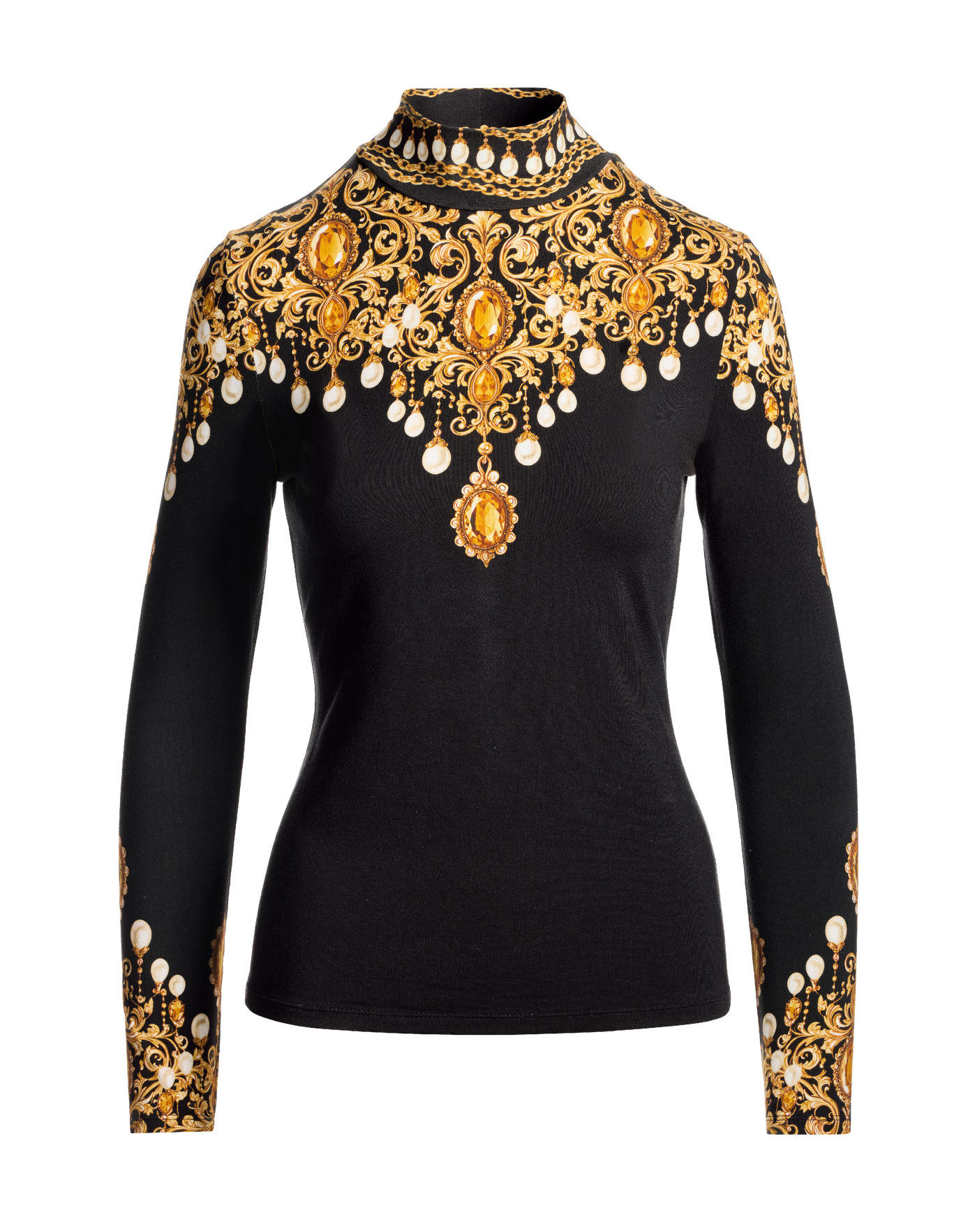 Long Sleeve Printed Turtleneck Glorious Gems