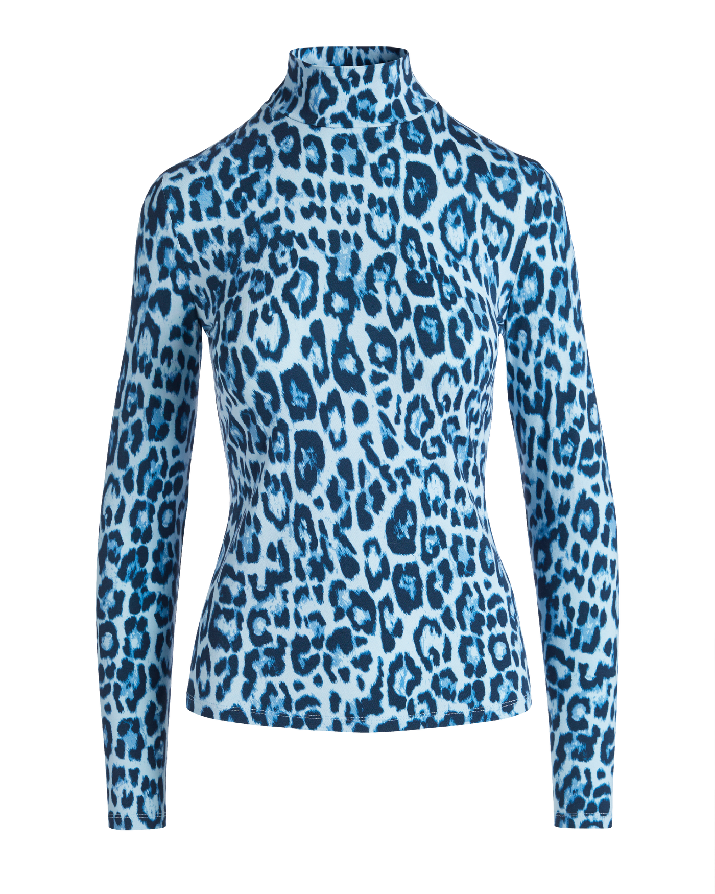 Long Sleeve Printed Turtleneck - Chambray Cheetah Blue | Boston Proper