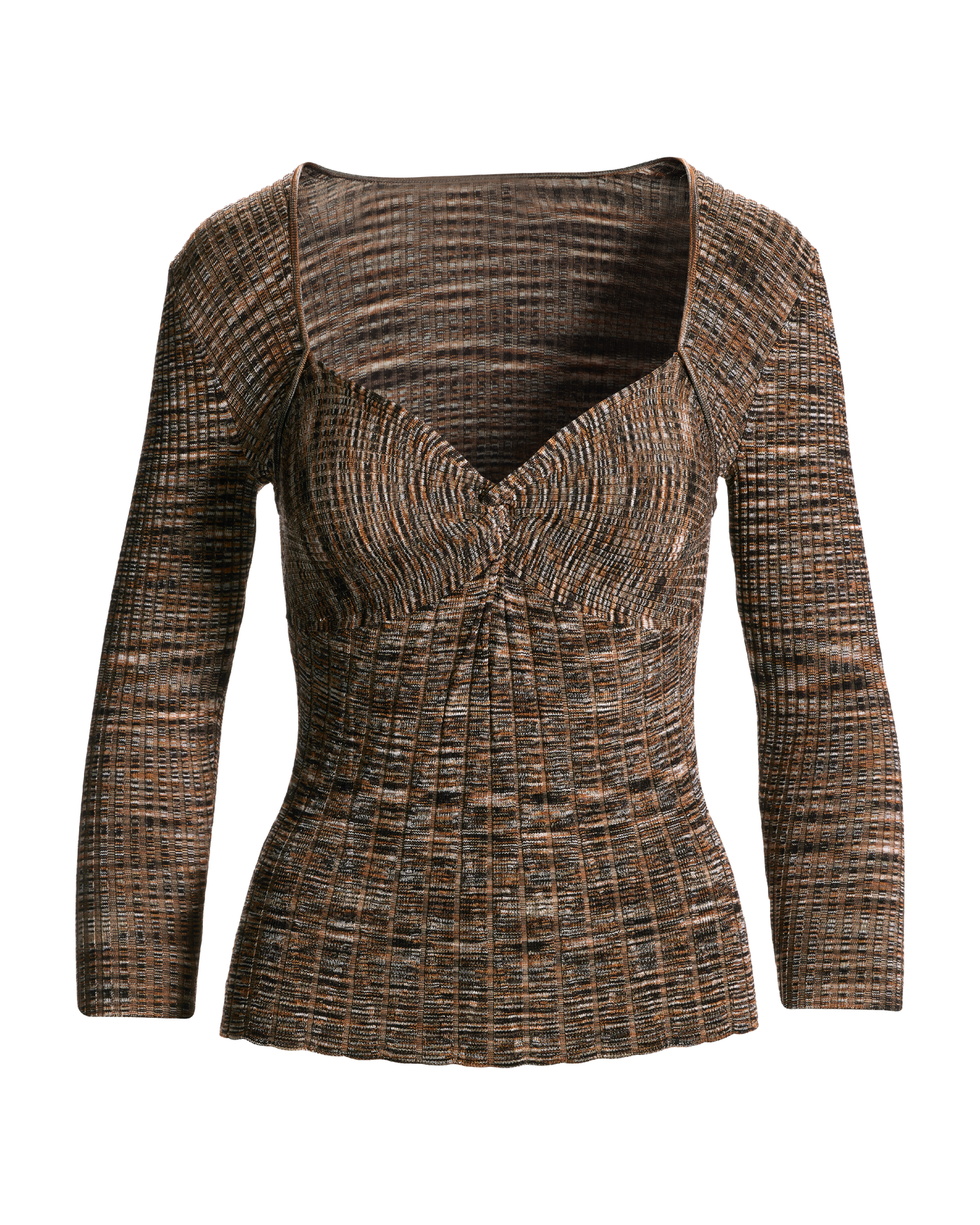 Marled Three Quarter Sleeve Sweater Brown Multi