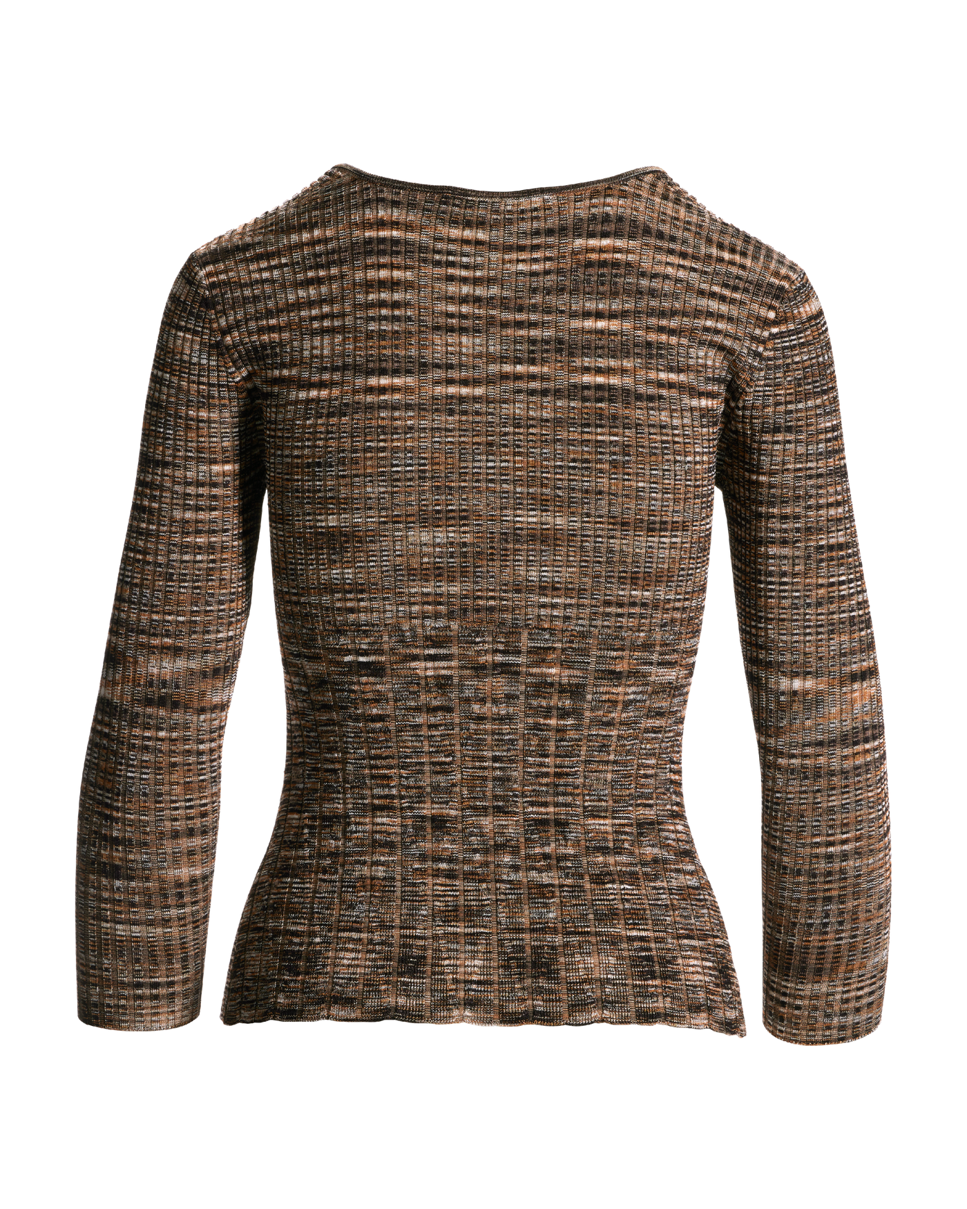 Marled Three Quarter Sleeve Sweater Brown Multi